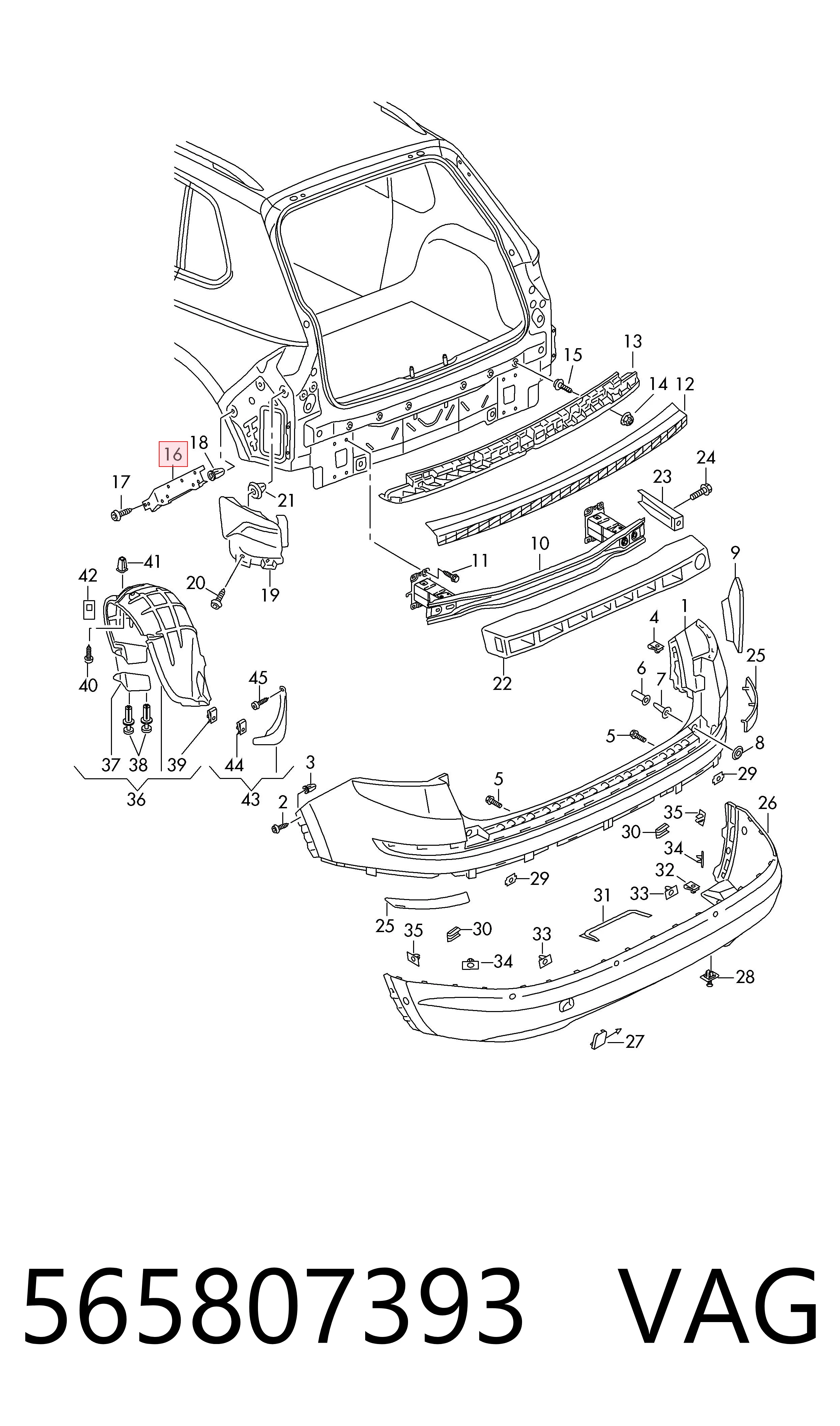 565807393 VAG Soporte delantero izquierdo para aleta delantera
