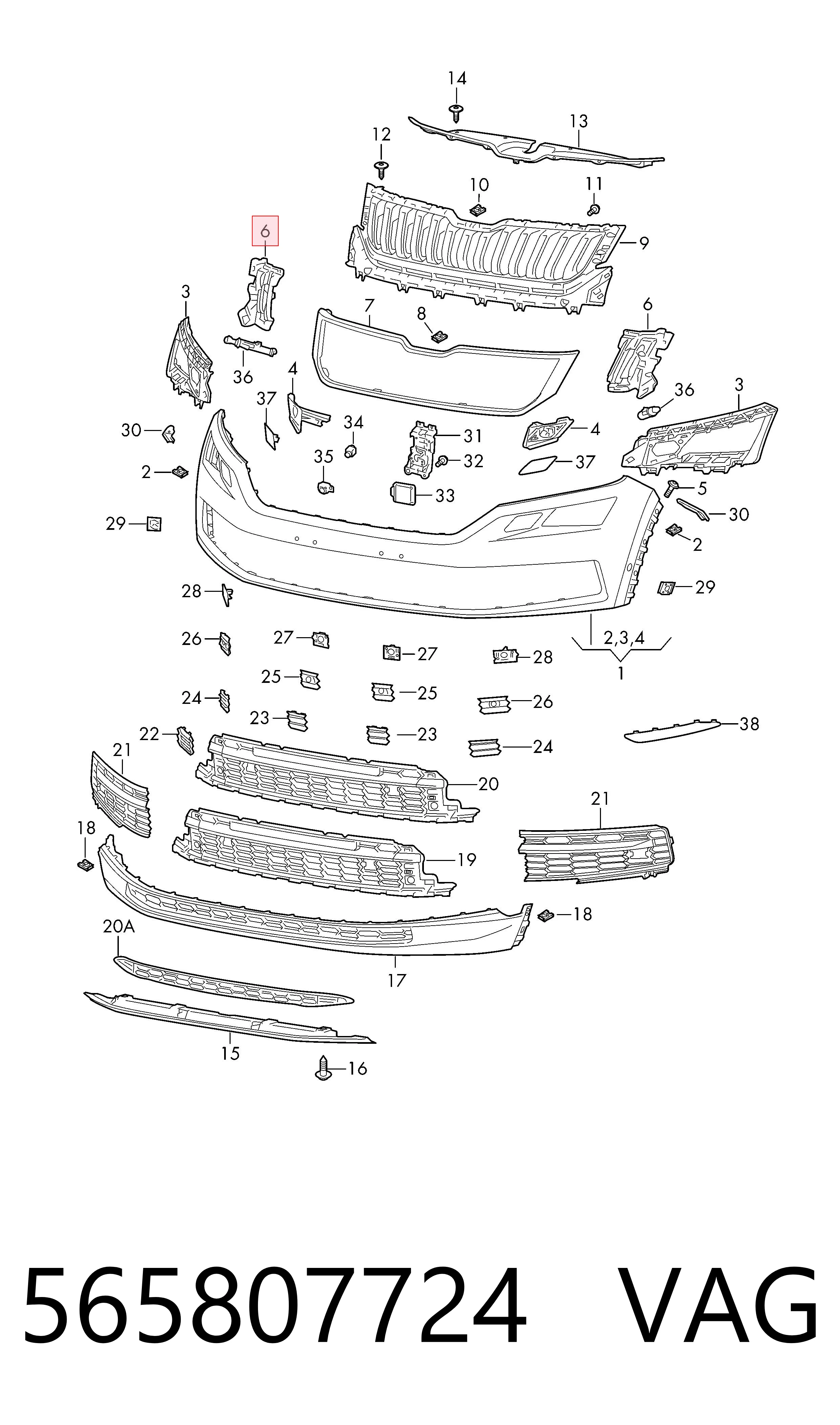 565807724 VAG Soporte de parachoques delantero derecho