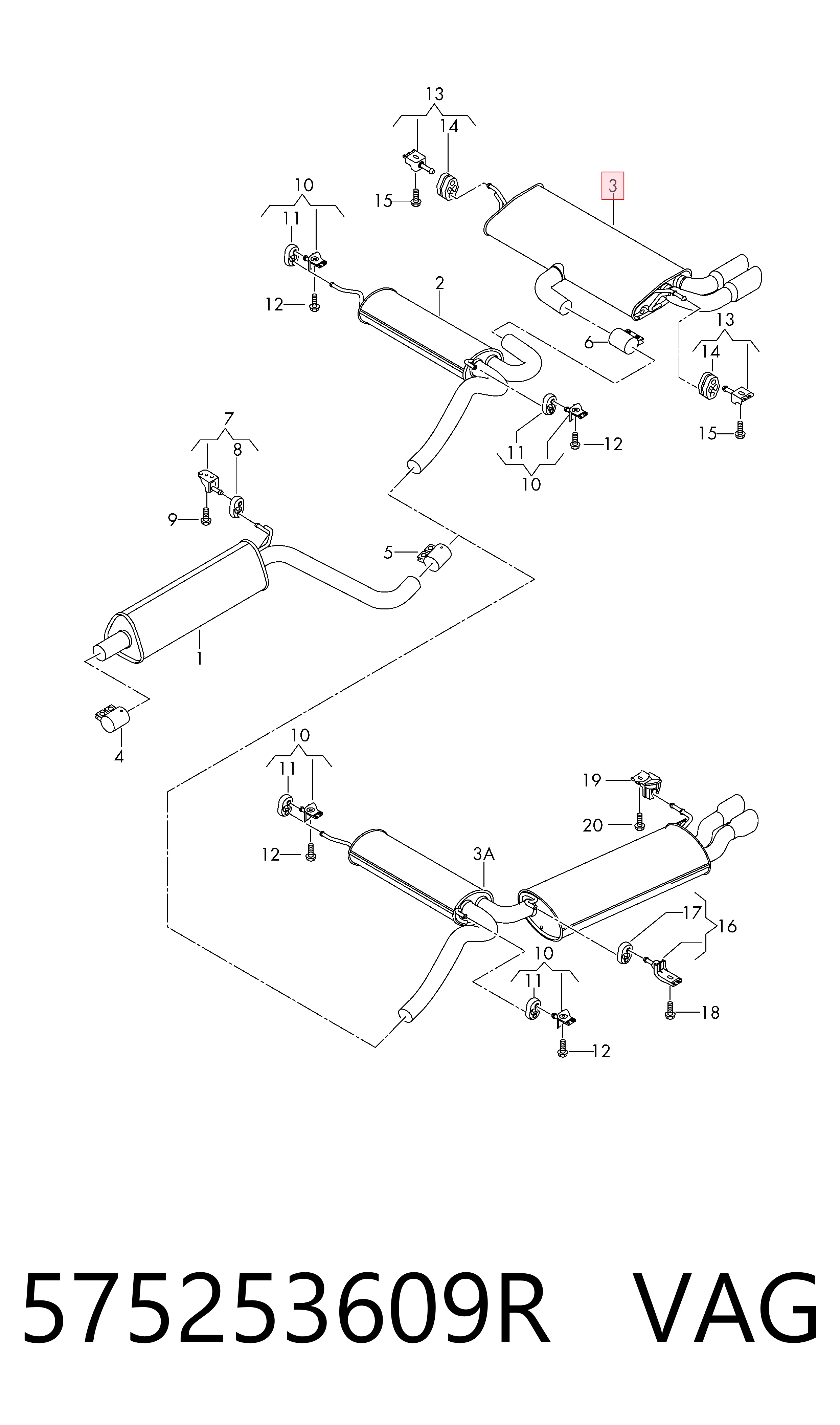 Silenciador trasero para Audi Q3  F3B