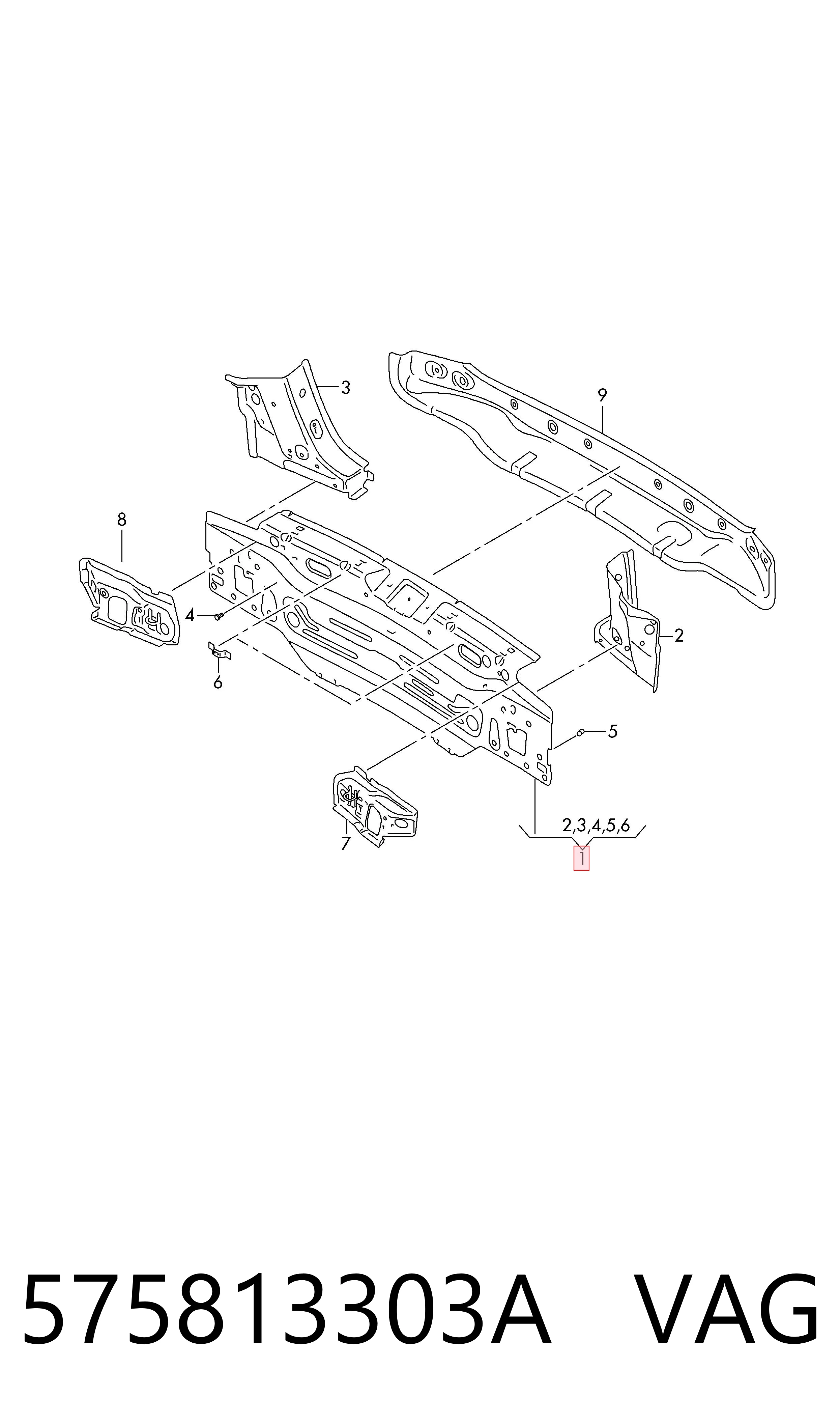 575813303A VAG Panel trasero del maletero
