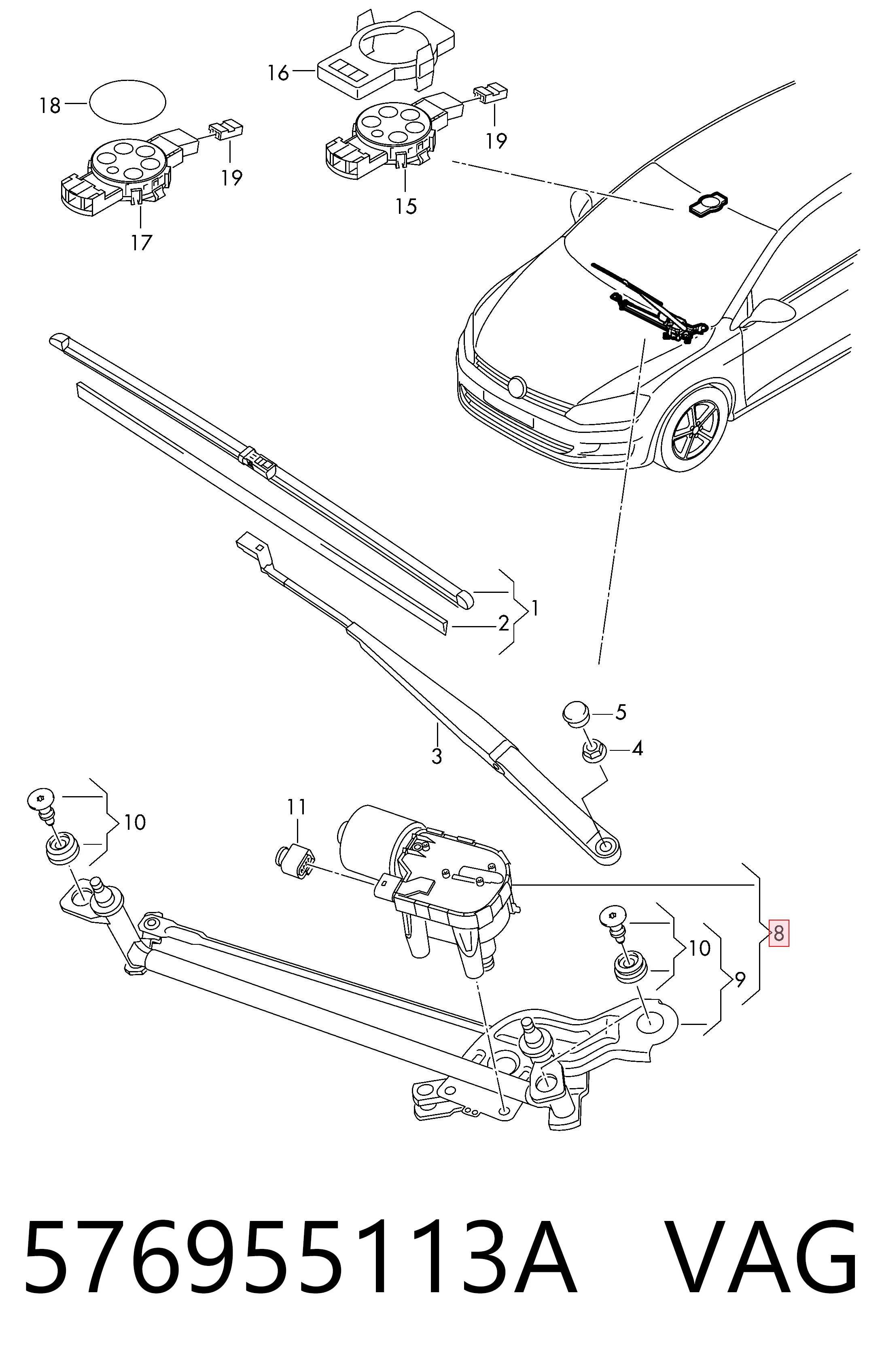Varillaje de limpiaparabrisas para Skoda KAROQ  NU7, ND7