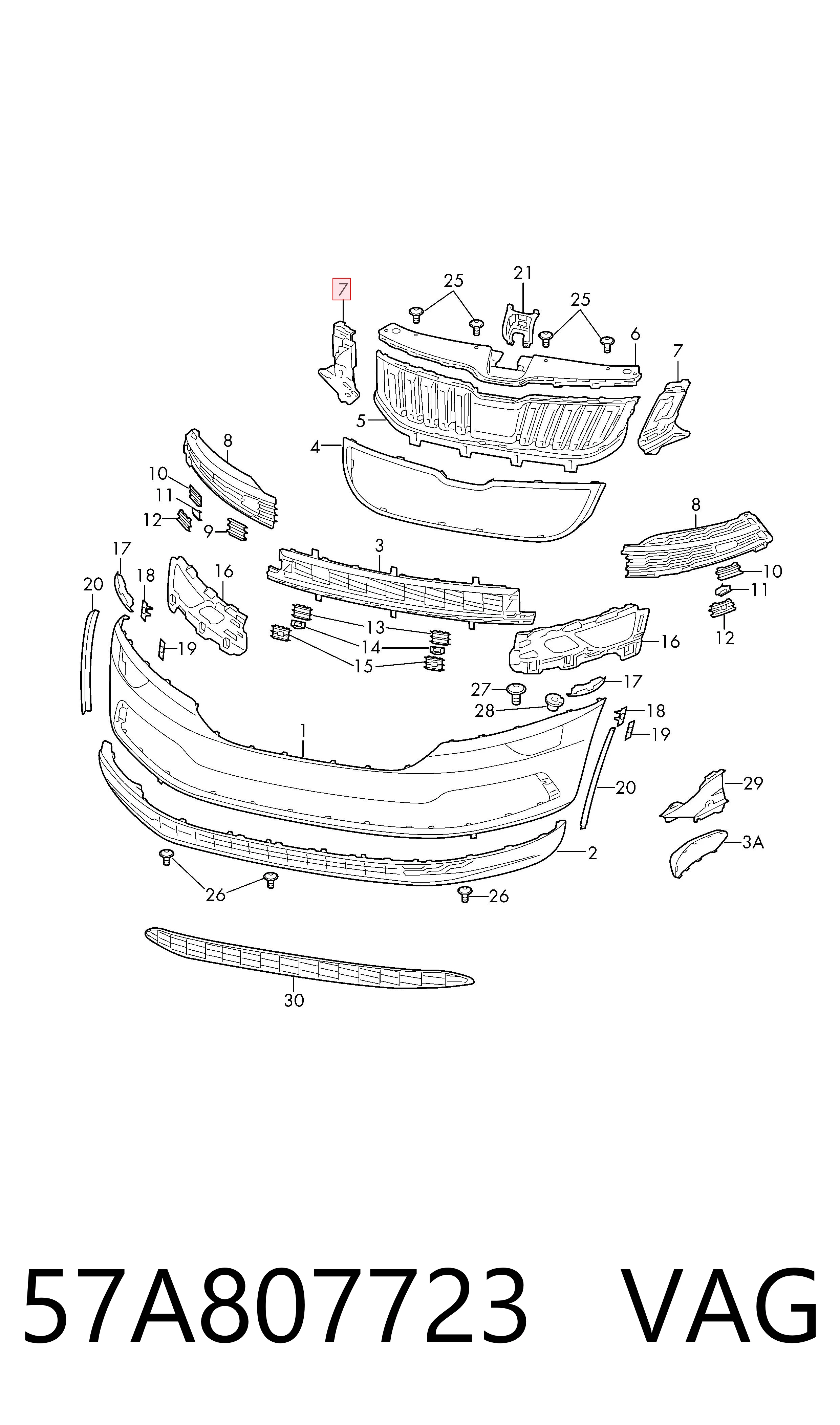57A807723 VAG Soporte de parachoques delantero izquierdo