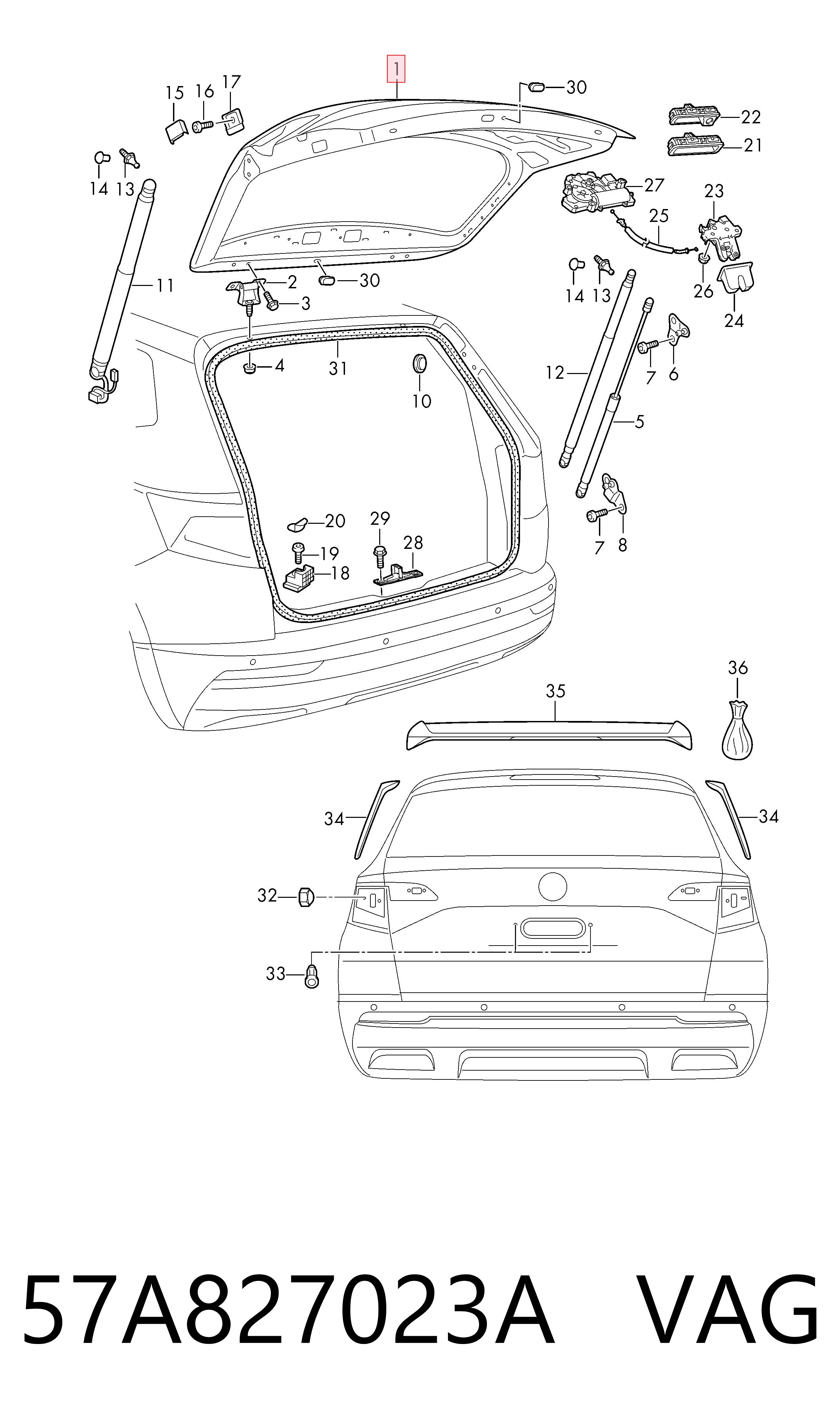 57A827023A VAG Porton trasero