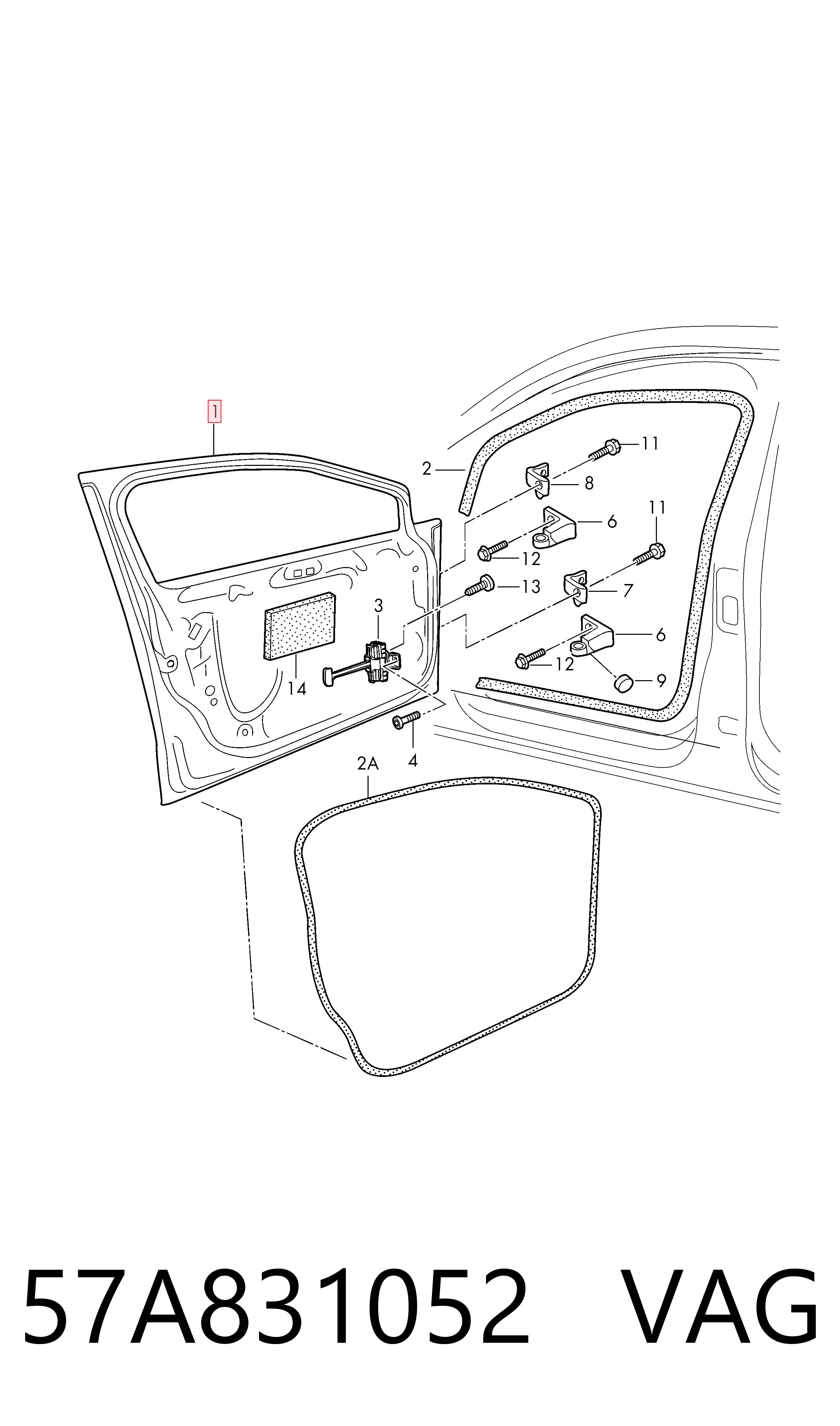 57A831052 VAG Puerta delantera derecha