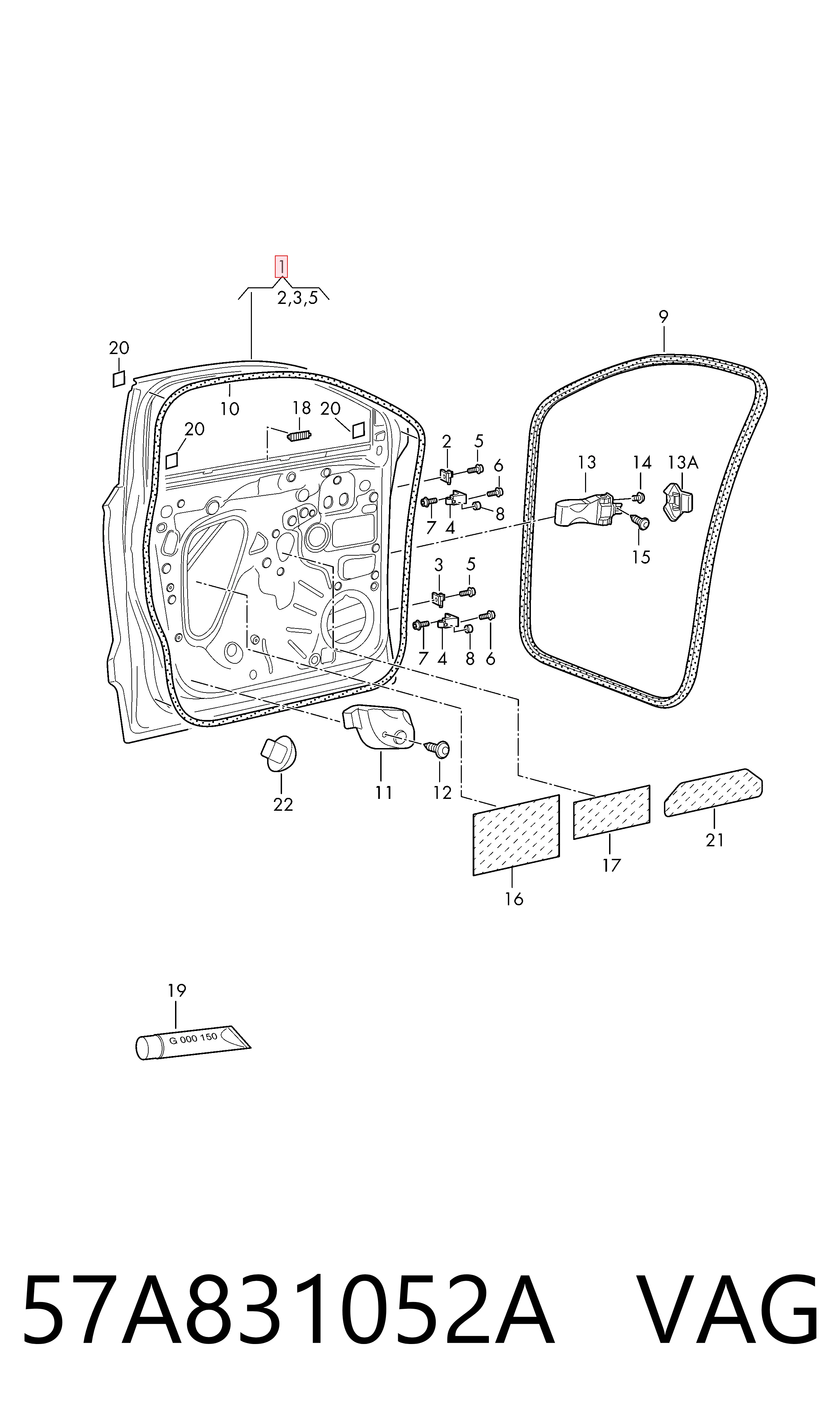 57A831052A VAG Puerta delantera derecha