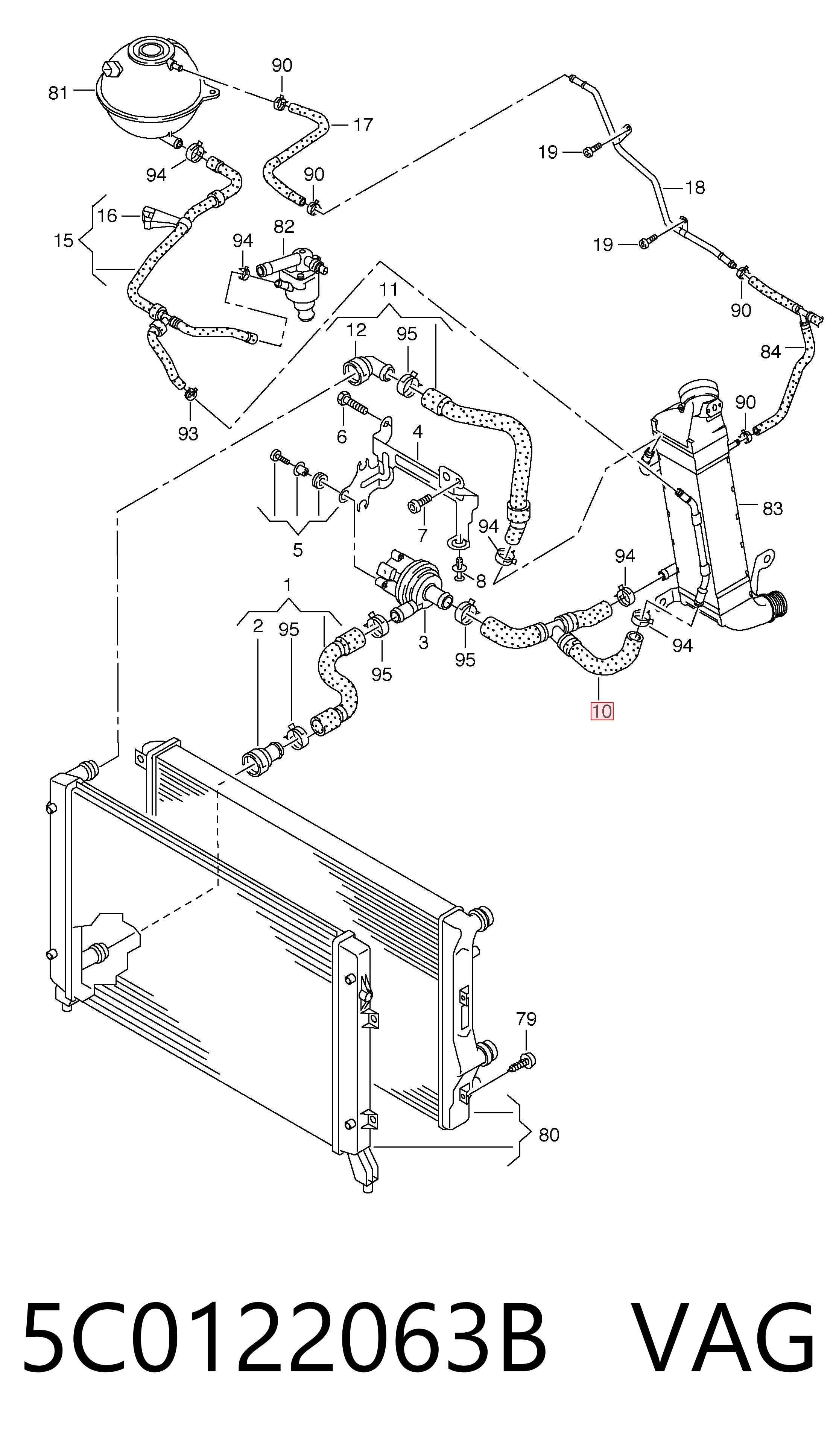 5C0122063B VAG Manguera de refrigeración