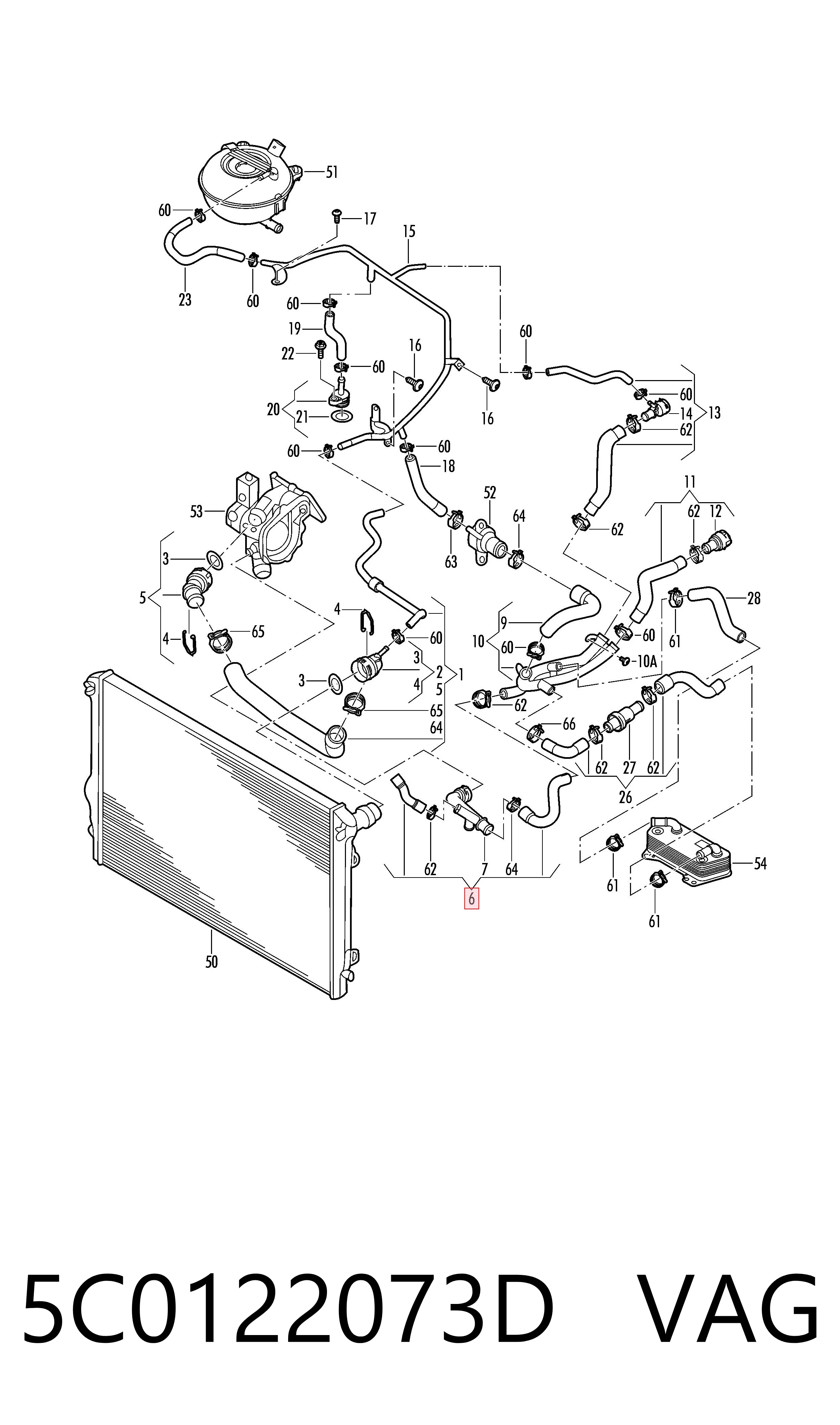 5C0122073D VAG Manguera de refrigeración