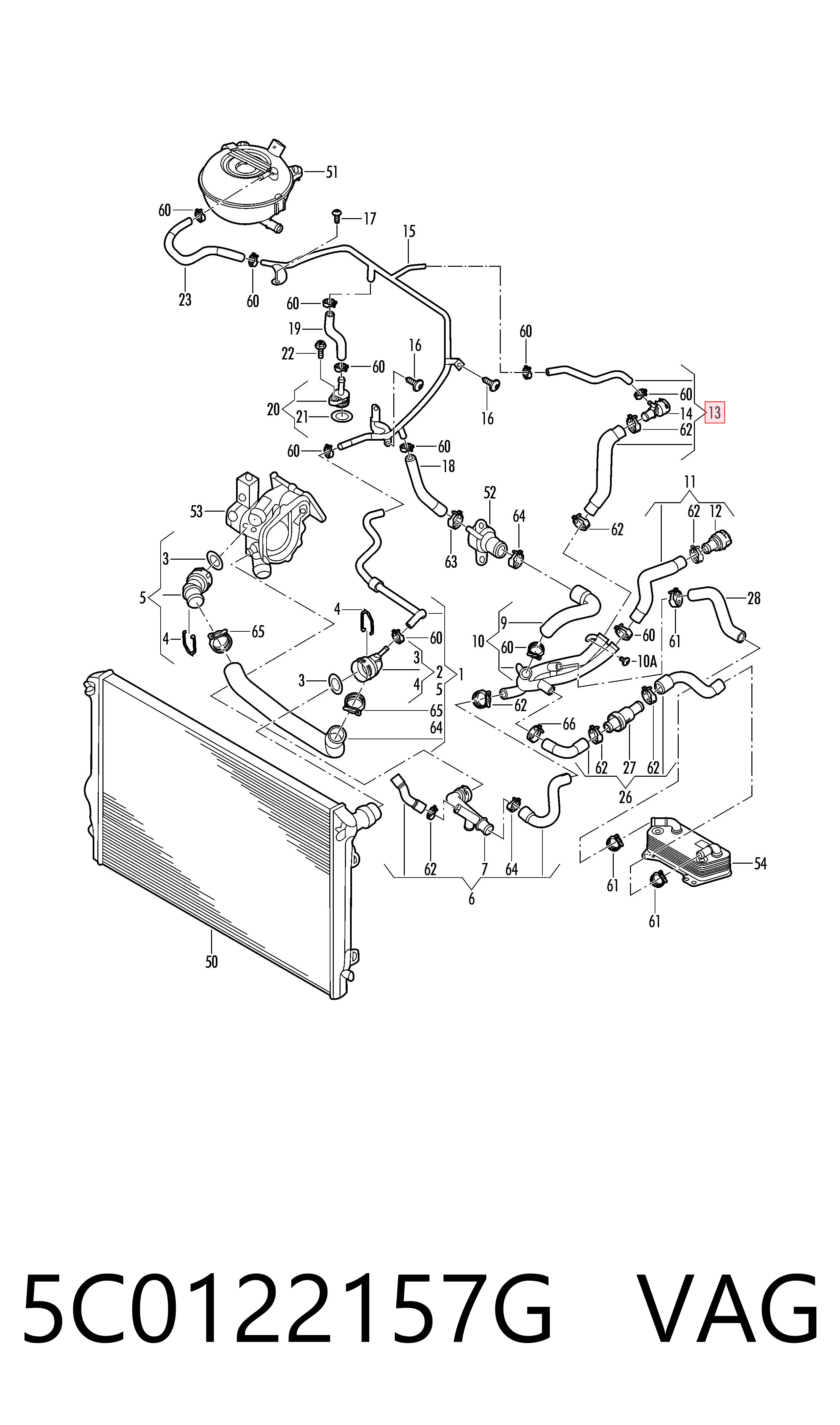 5C0122157G VAG Manguera de refrigeración