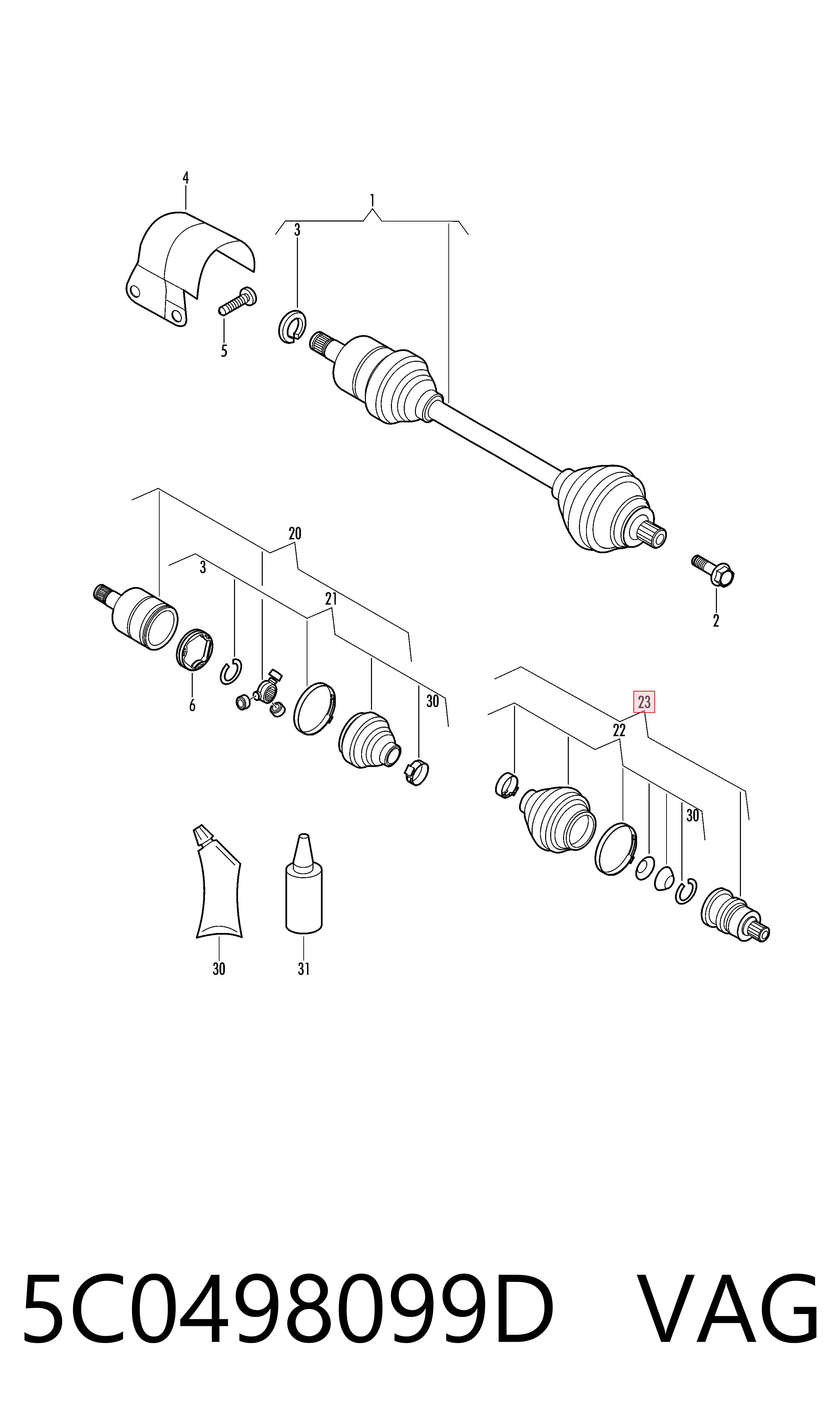 Comprar Junta homocinética exterior delantera Volkswagen Jetta VII BU3, BU4 a bajo precio