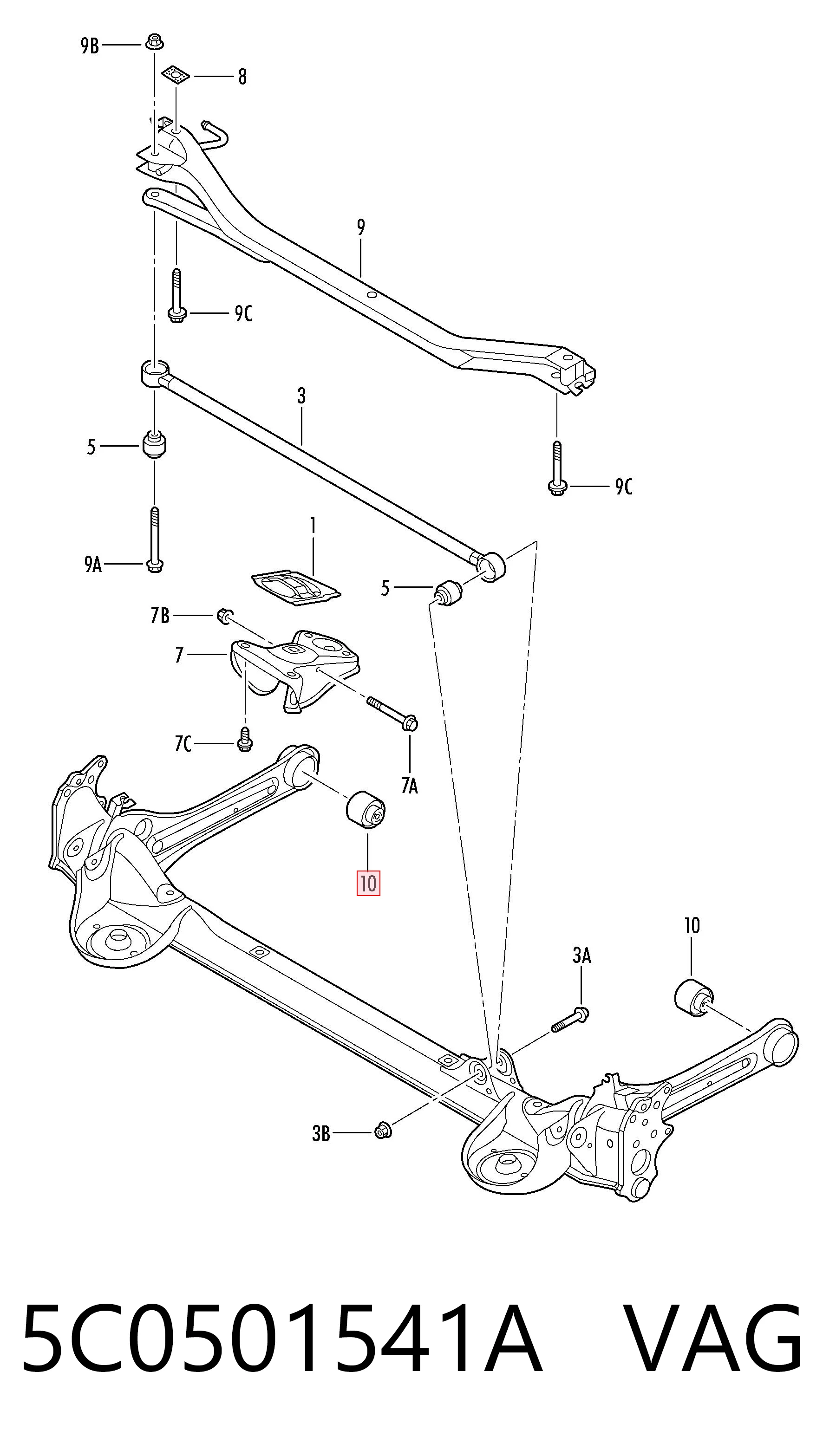5C0501541A VAG Silentblock del puente trasero