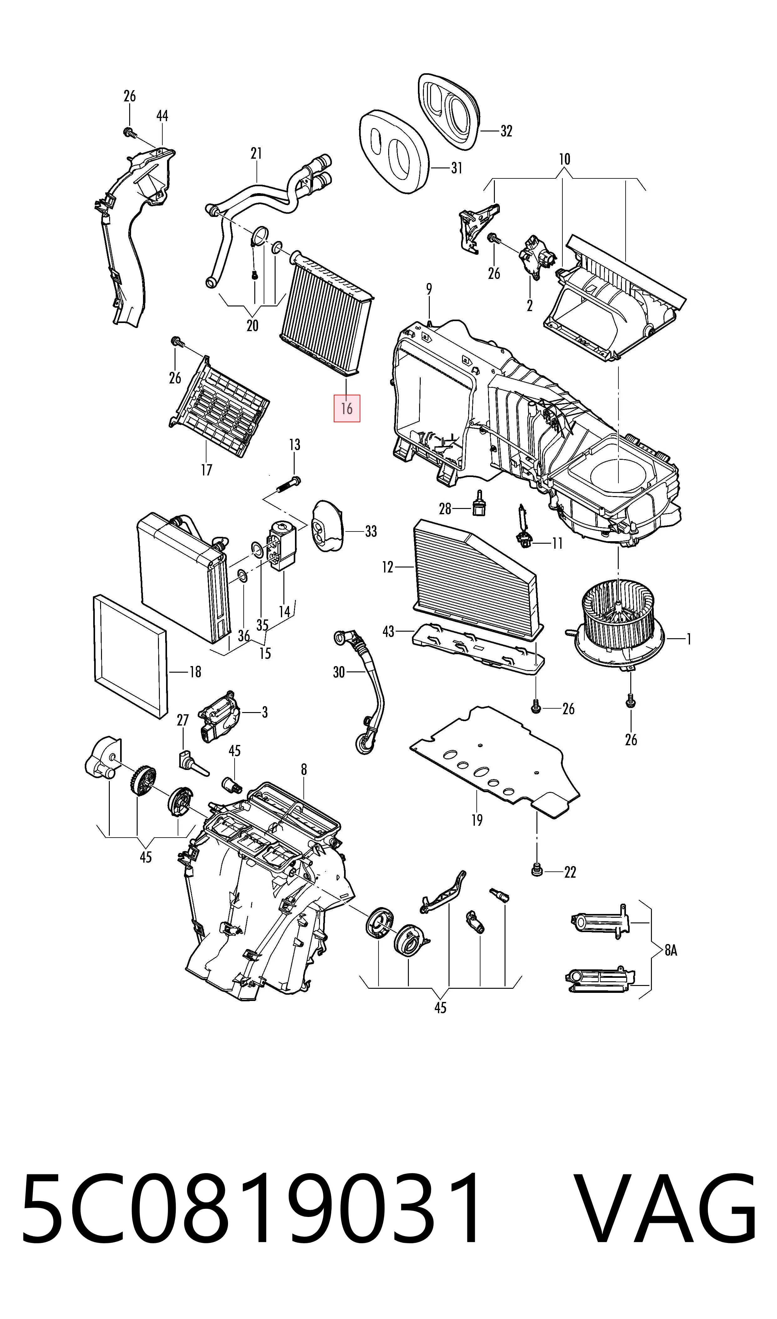 5C0819031 VAG Radiador interior