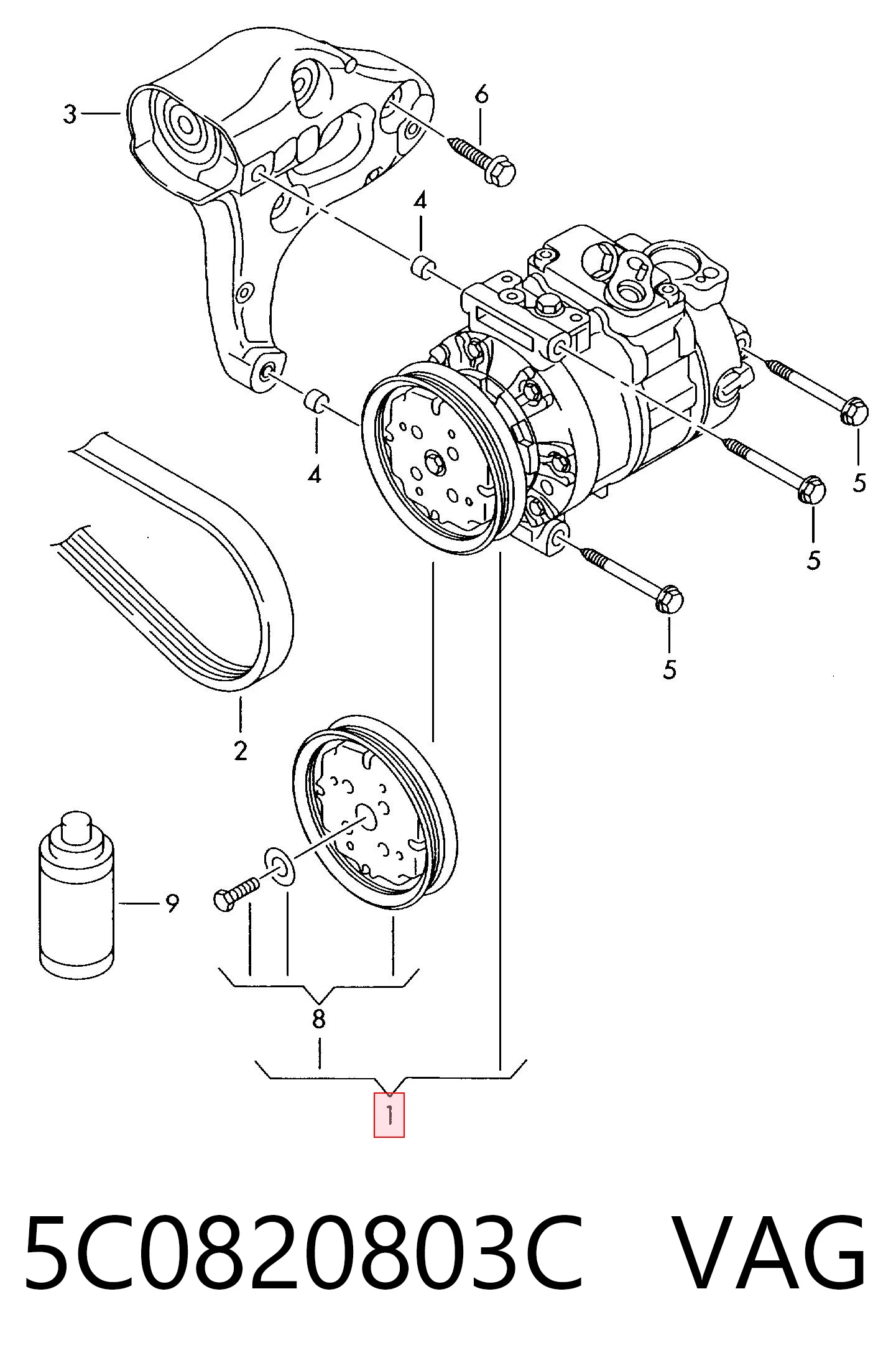 Compresor de aire acondicionado 5C0820803C VAG