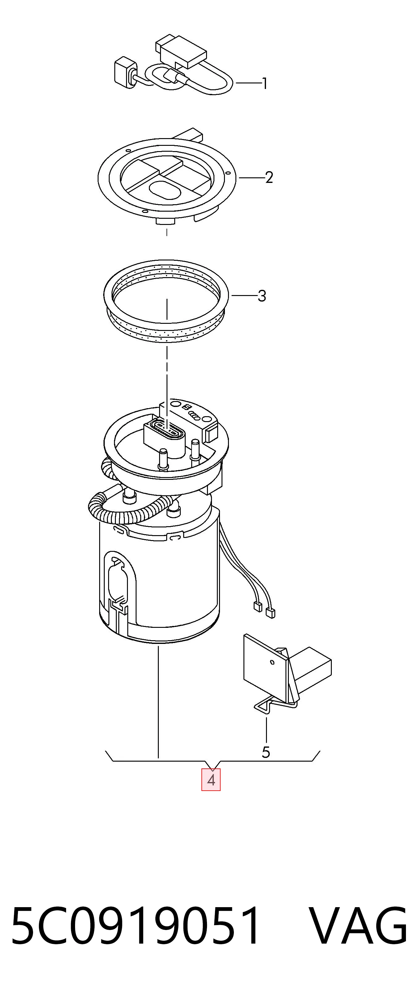 5C0919051 VAG Módulo de alimentación de combustible