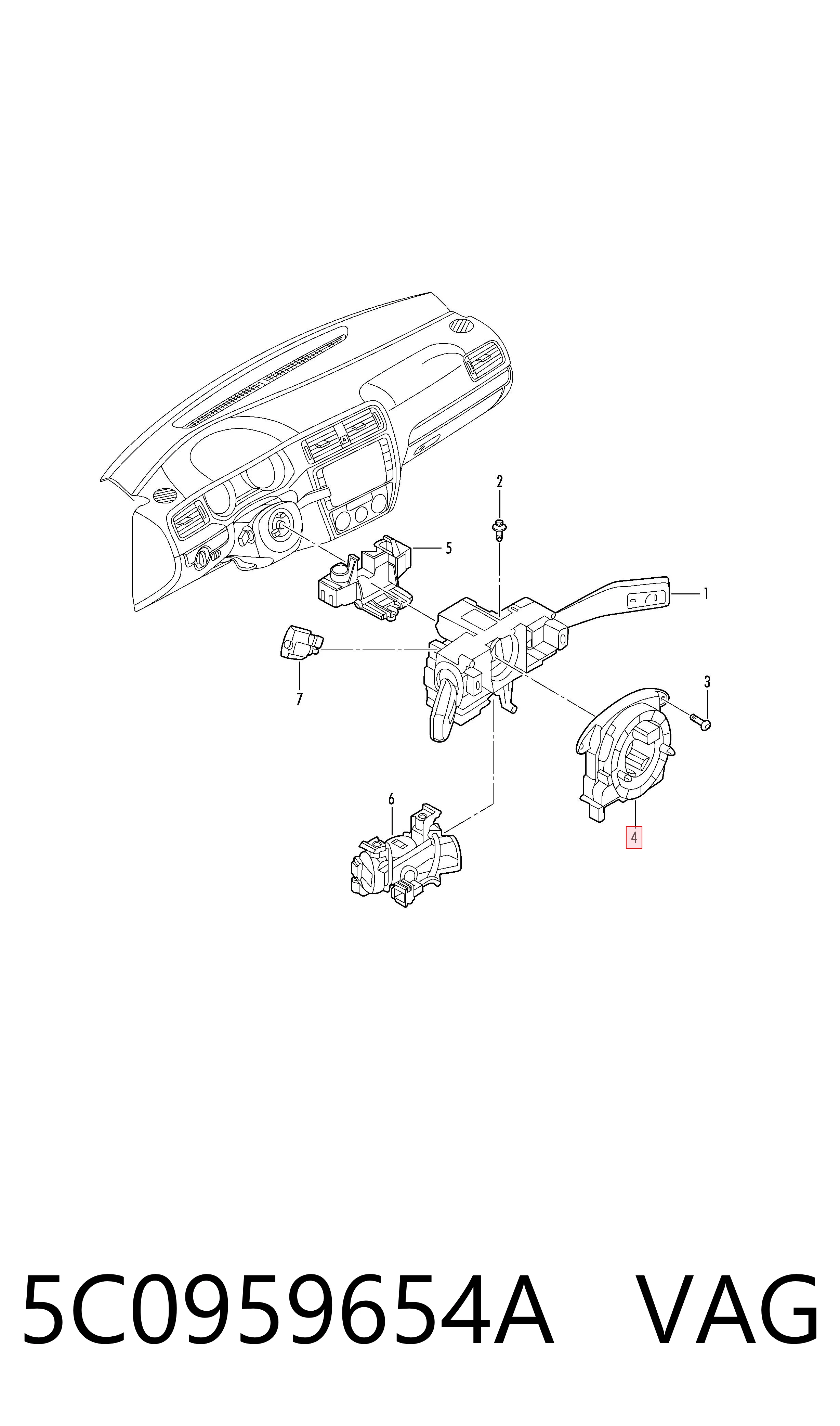 5C0959654A VAG Anillo de AIRBAG 