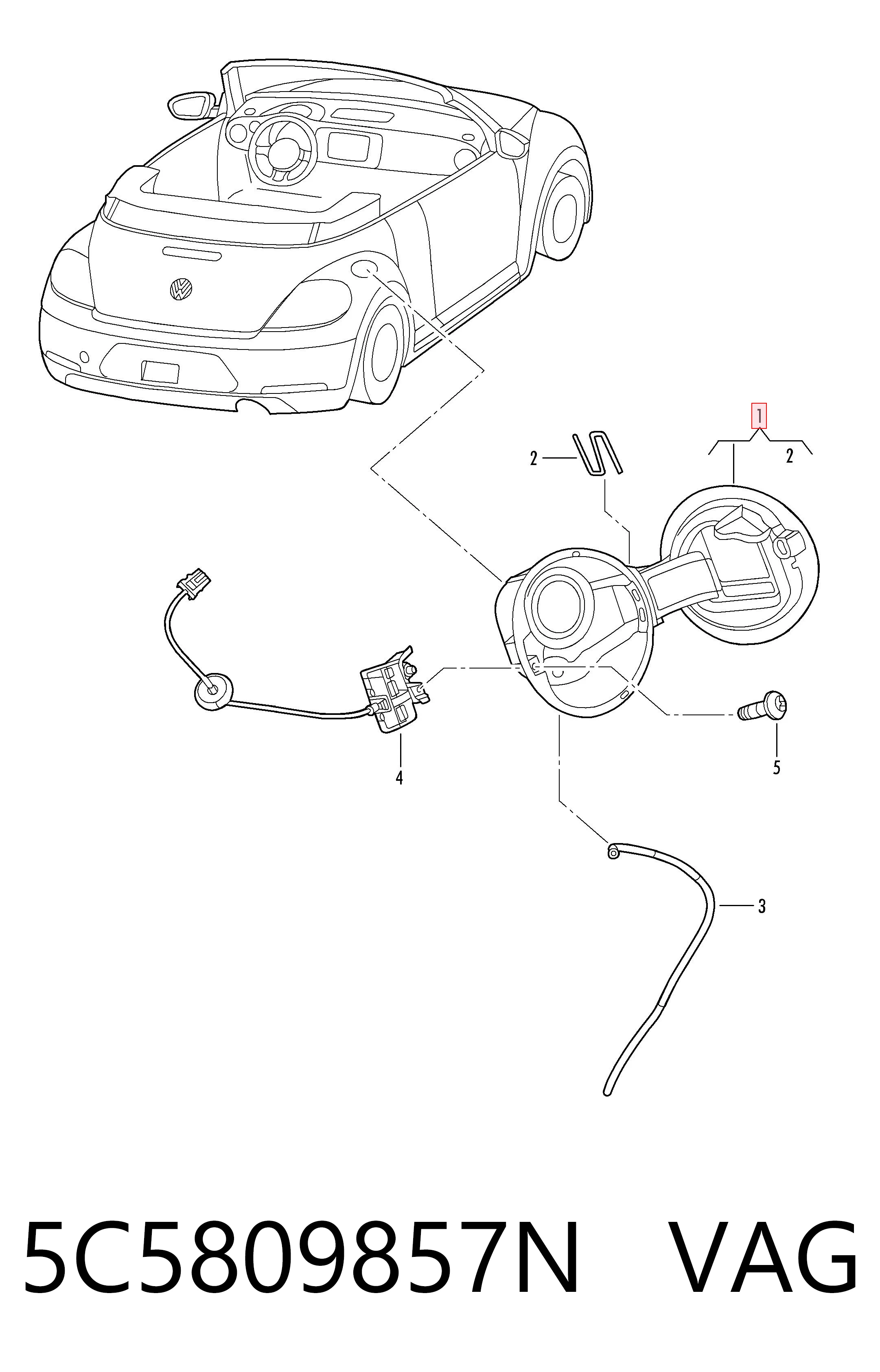 5C5809857N VAG Tapa exterior de tanque combustible