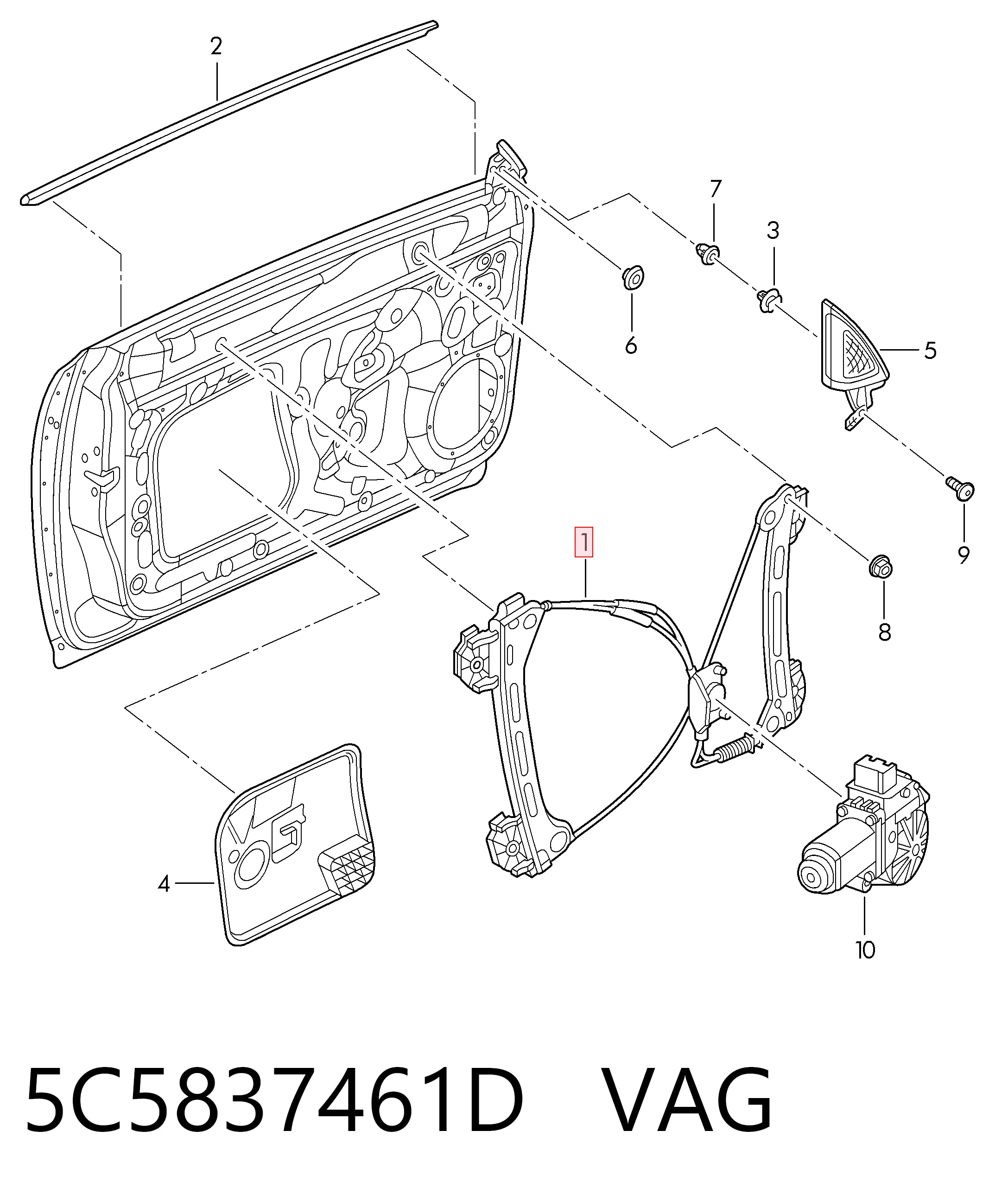 5C5837461D VAG Elevalunas