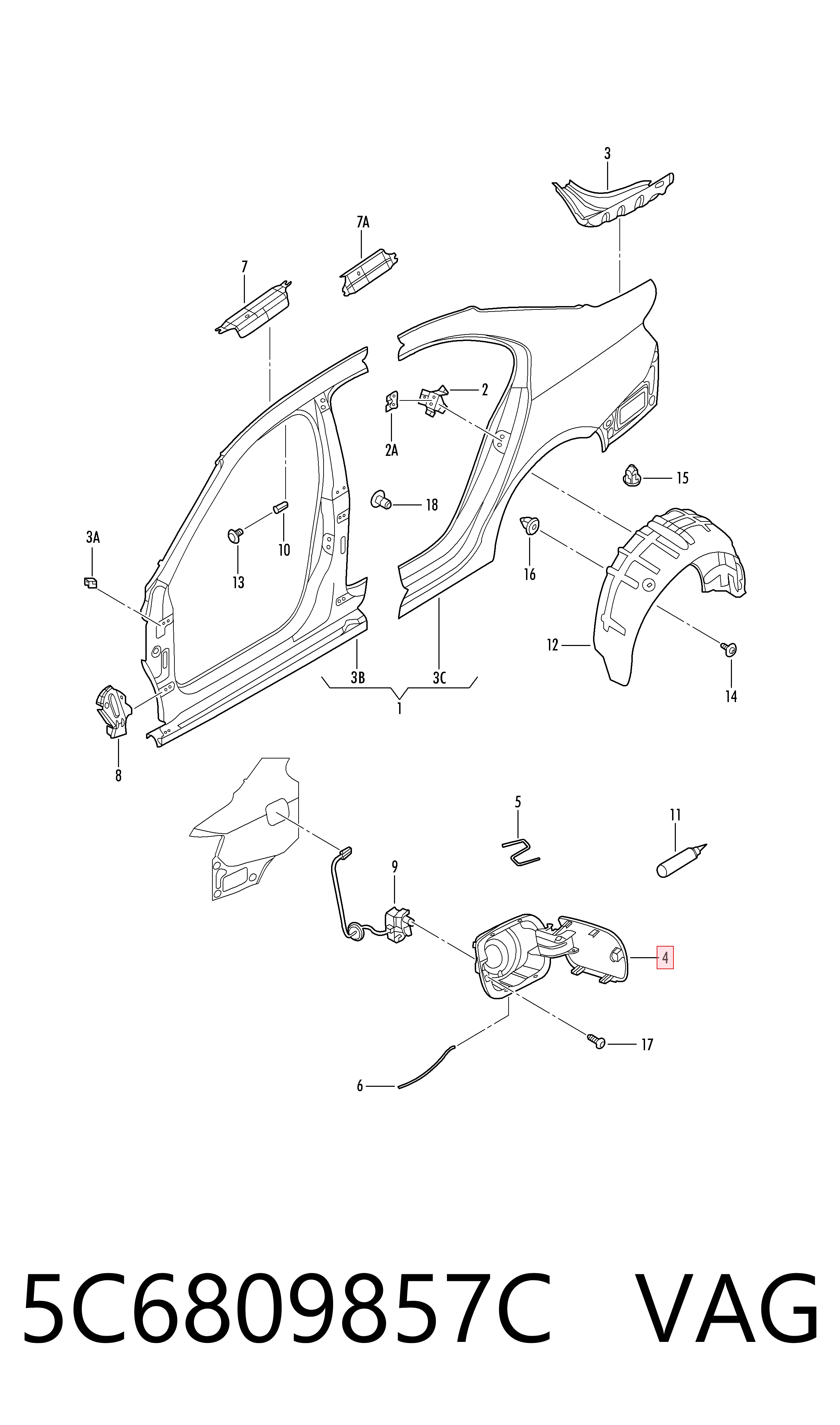 5C6809857C VAG Tapa tanque combustible