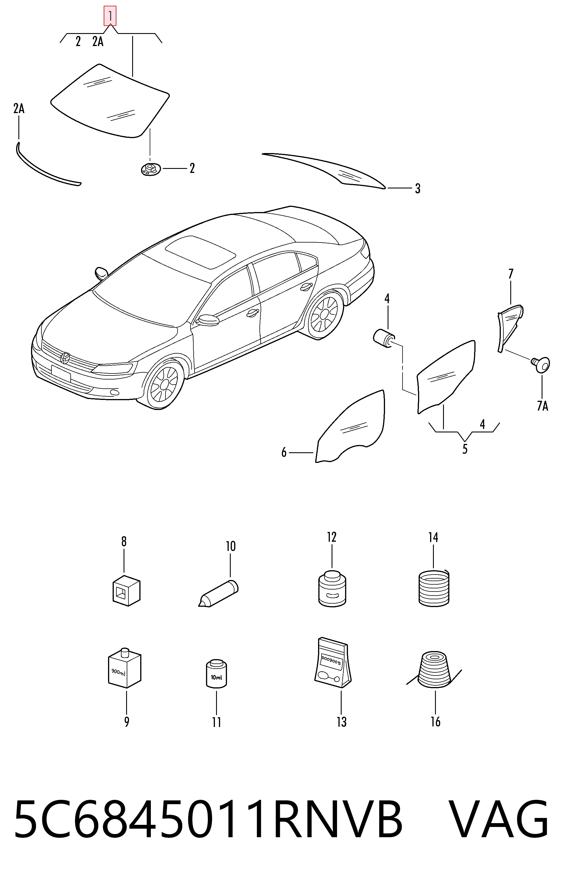Parabrisas delantero  para Volkswagen Jetta VI 162, 163, AV3, AV2, AY2, AY3