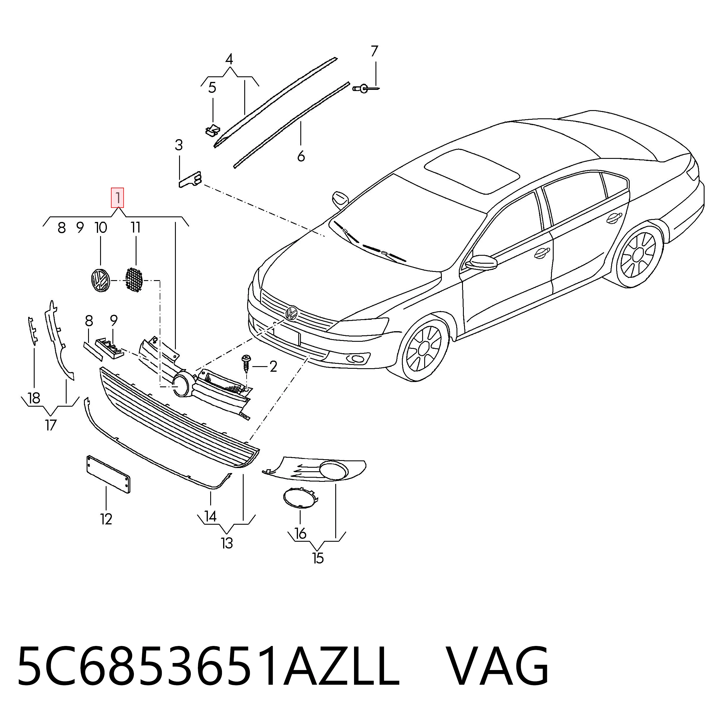 5C6853651AZLL VAG Calandra