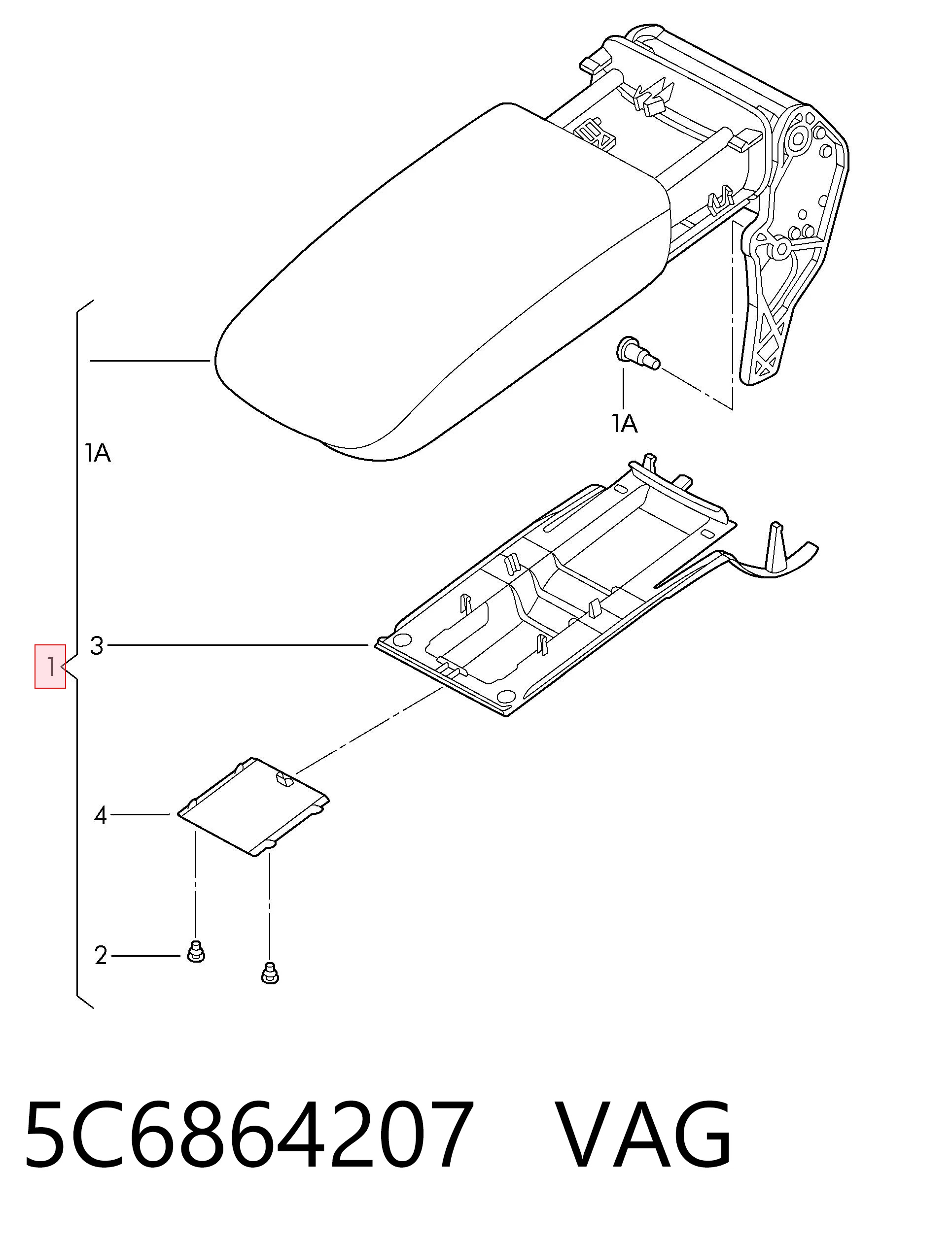 Apoyabrazos para Volkswagen Jetta 162, 163, AV3, AV2, AY2, AY3