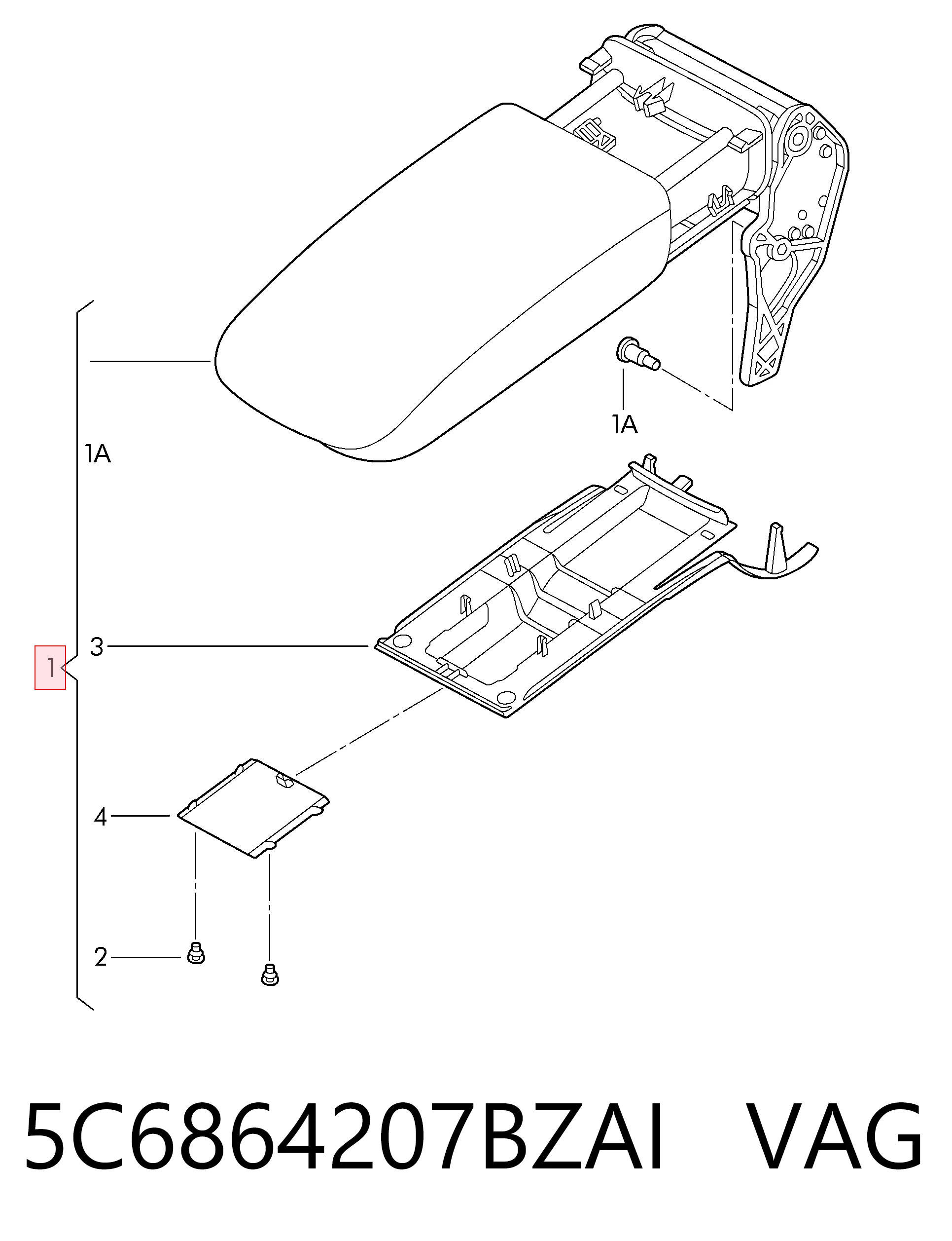 Comprar Apoyabrazos de la consola central Volkswagen Jetta IV 162, 163, AV3, AV2, AY2, AY3 a bajo precio