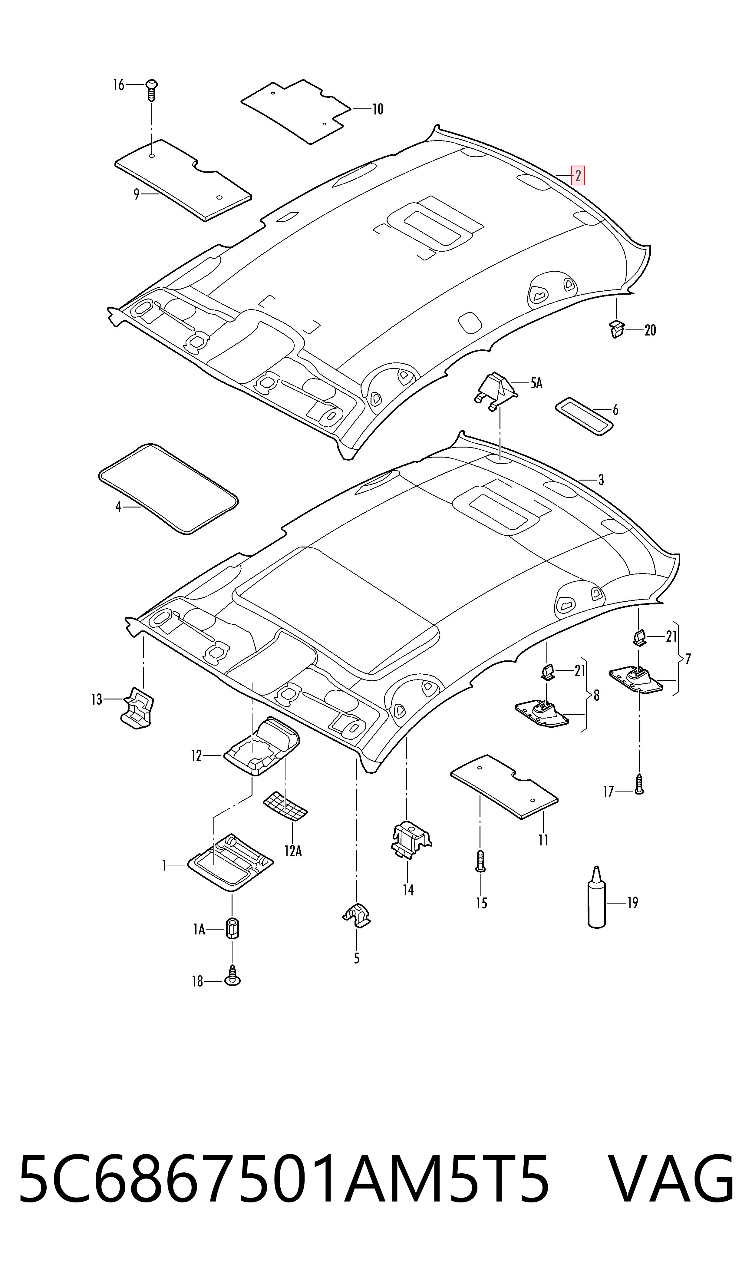 Techo interior para Volkswagen Jetta 162, 163, AV3, AV2, AY2, AY3