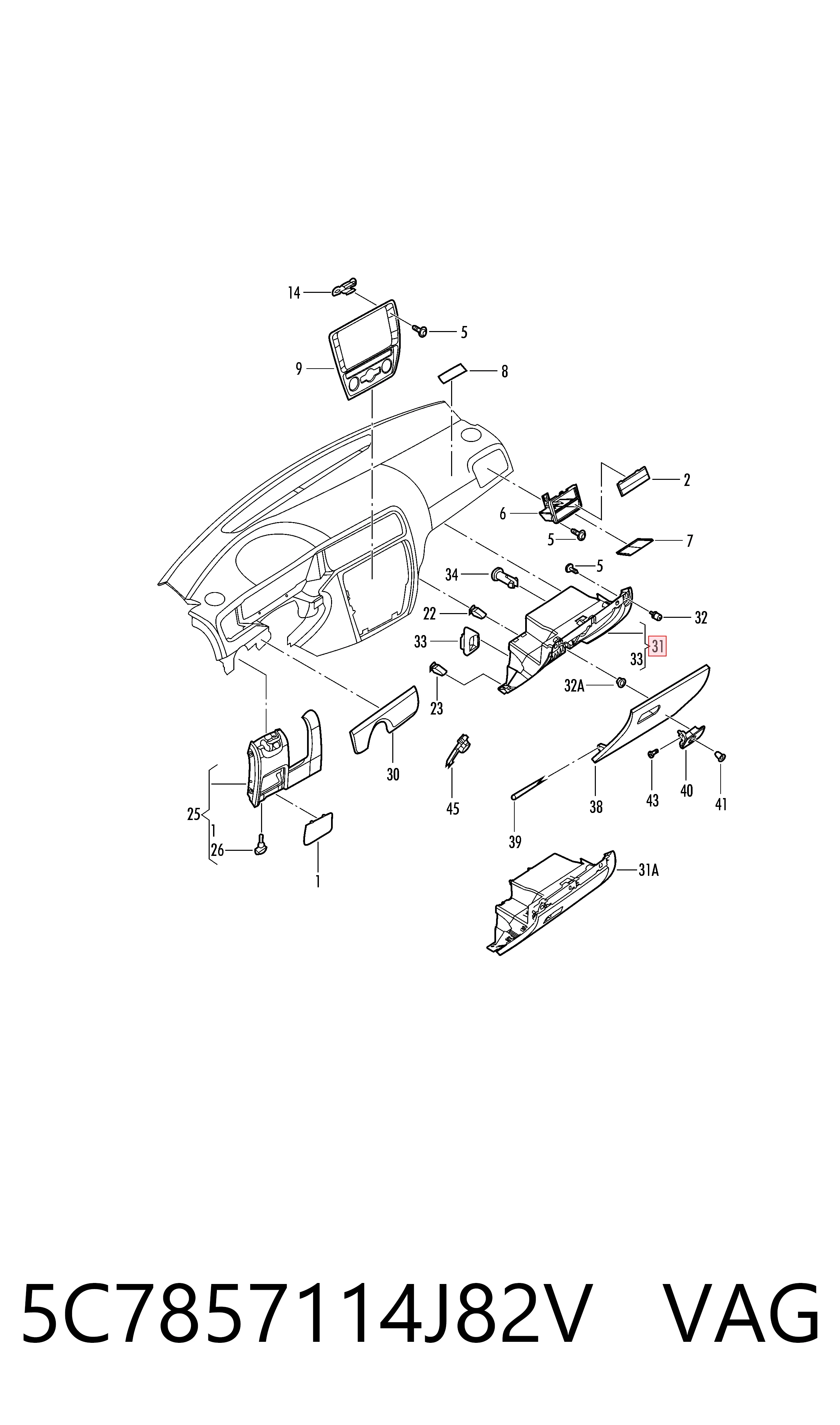 Comprar Guantera Volkswagen Jetta IV 162, 163, AV3, AV2, AY2, AY3 a bajo precio