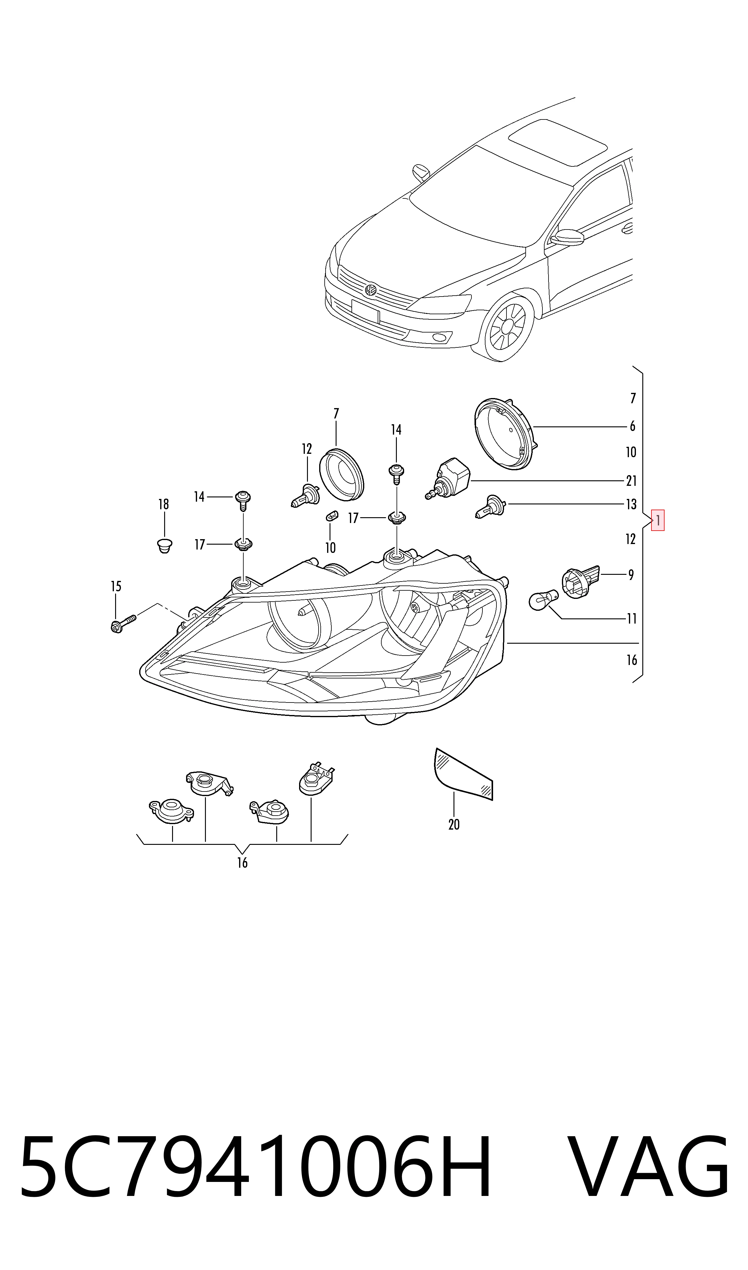 5C7941006H VAG Luz derecha