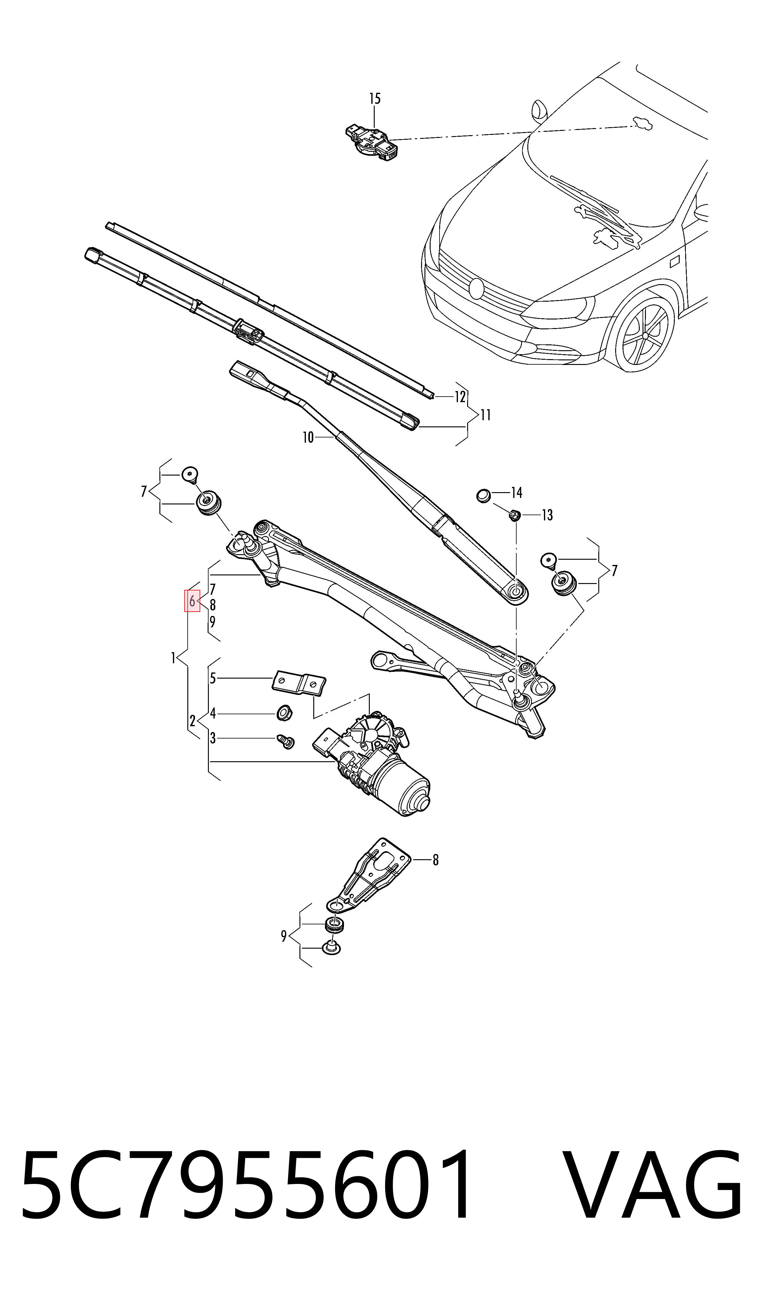 Comprar Trapezio del limpiaparabrisas Volkswagen Jetta IV 162, 163, AV3, AV2, AY2, AY3 a bajo precio
