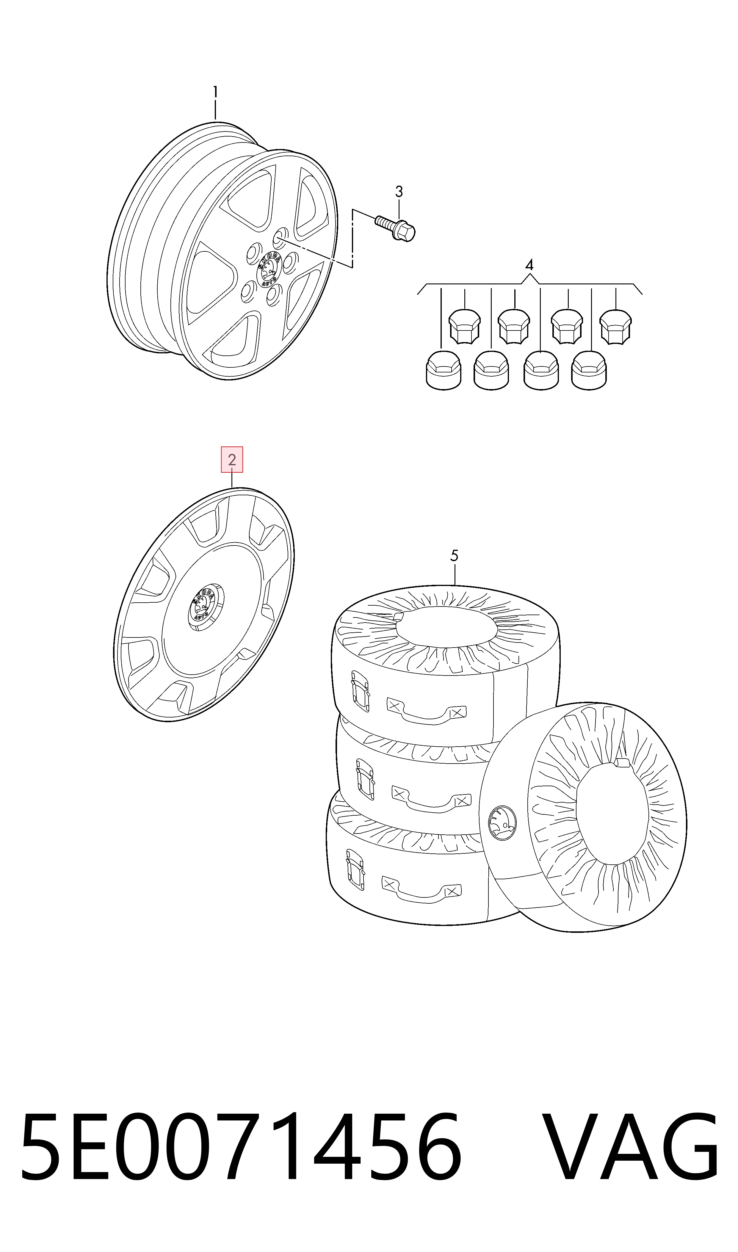 5E0071456 VAG Cubierta de la Llanta