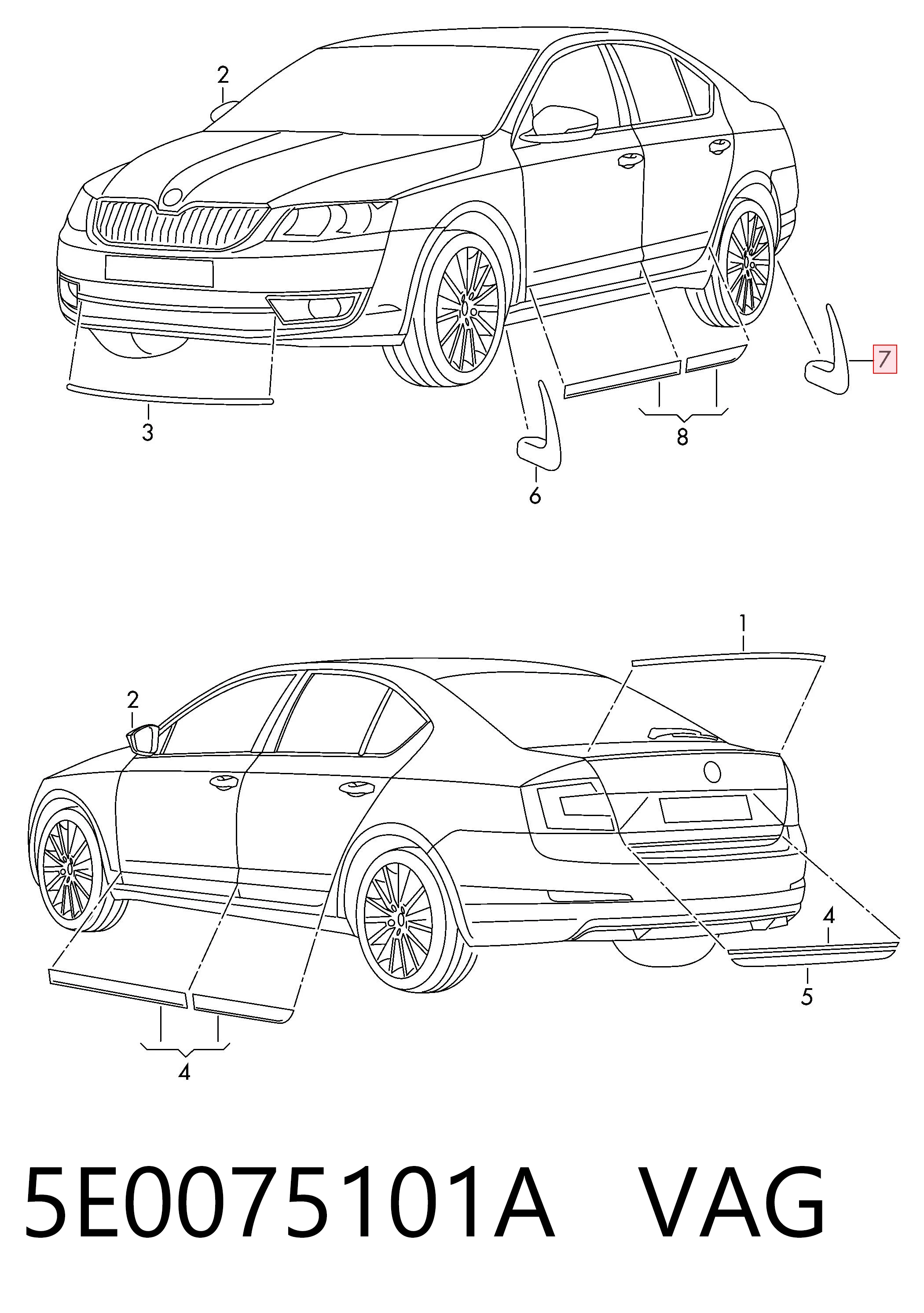 Comprar Faldillas guardabarros traseros Skoda Octavia III A7 5E3, NL3, NR3