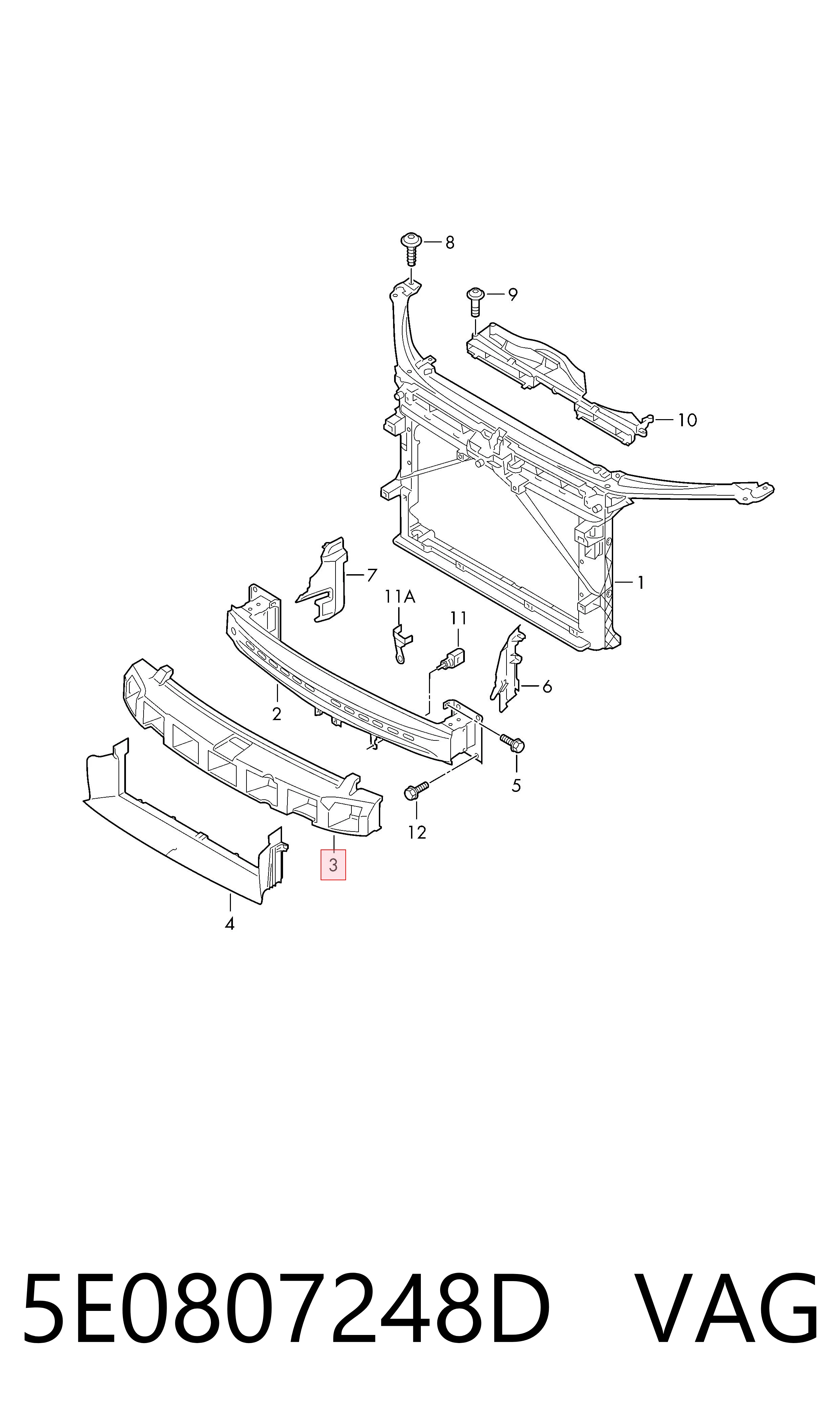 5E0807248D VAG Absorbedor del parachoques delantero