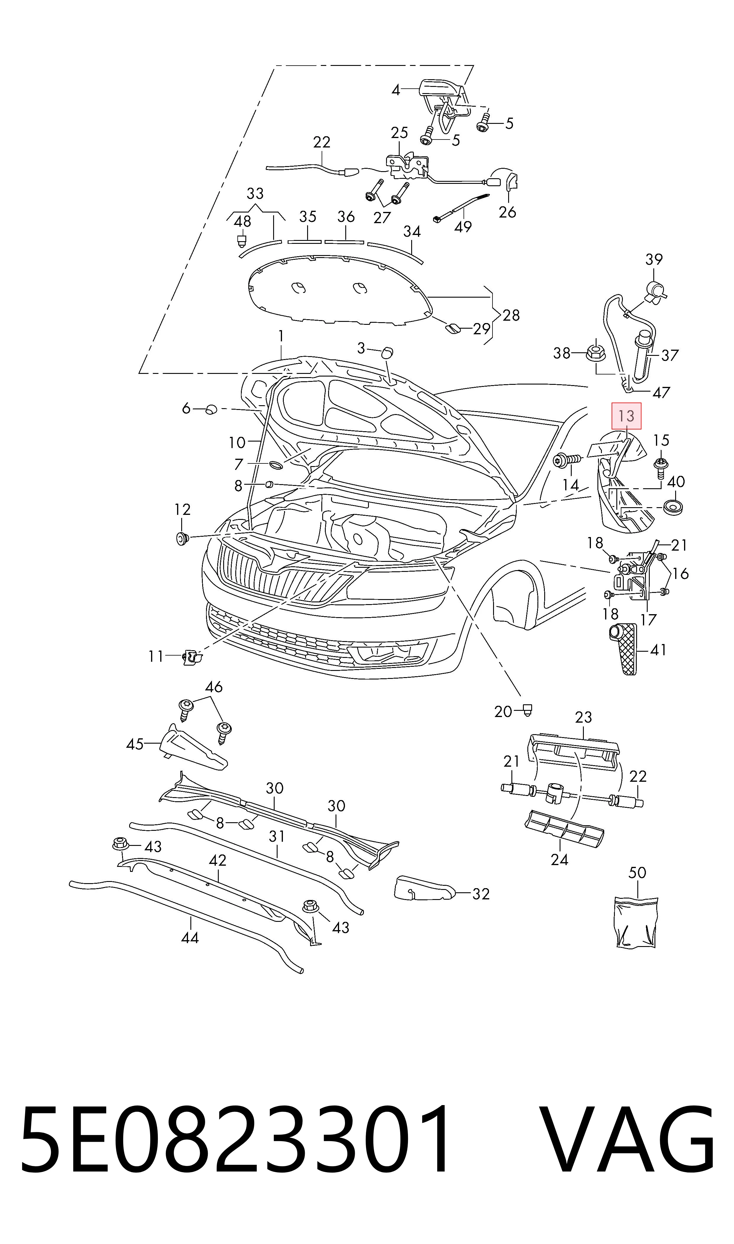 5E0823301 VAG Bisagra de capot izquierda