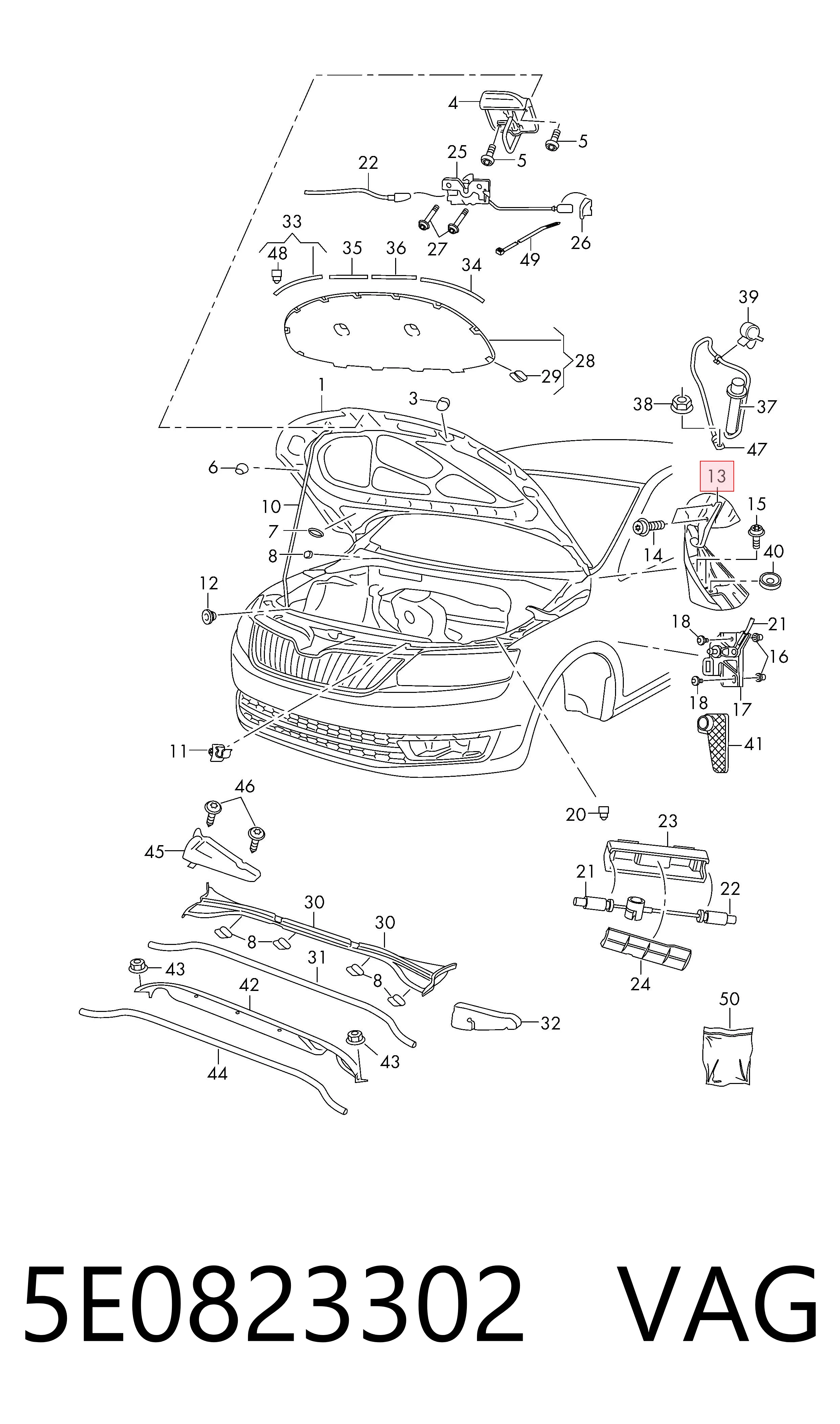 5E0823302 VAG Bisagra de capot derecha
