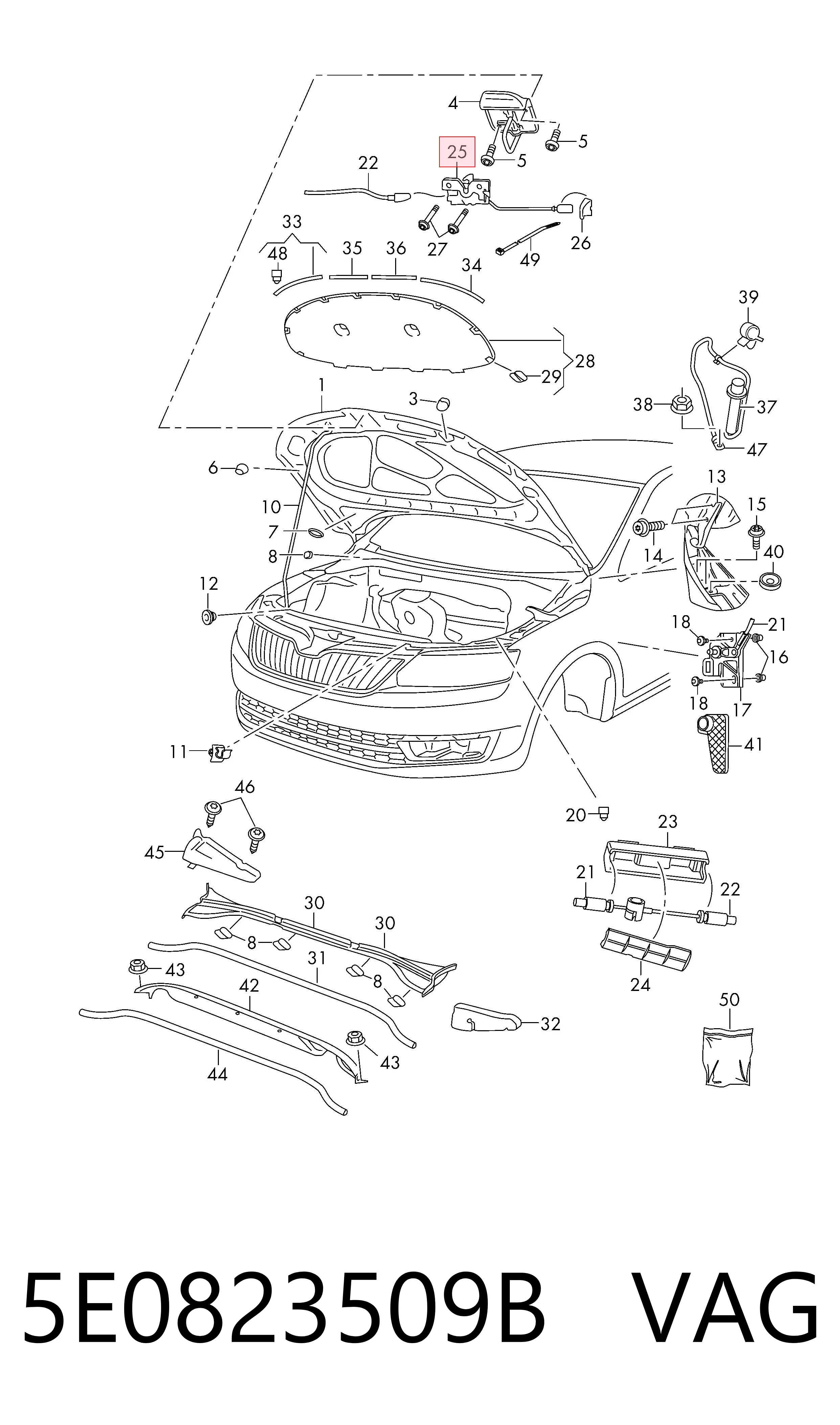 5E0823509B VAG Cerradura de Capot