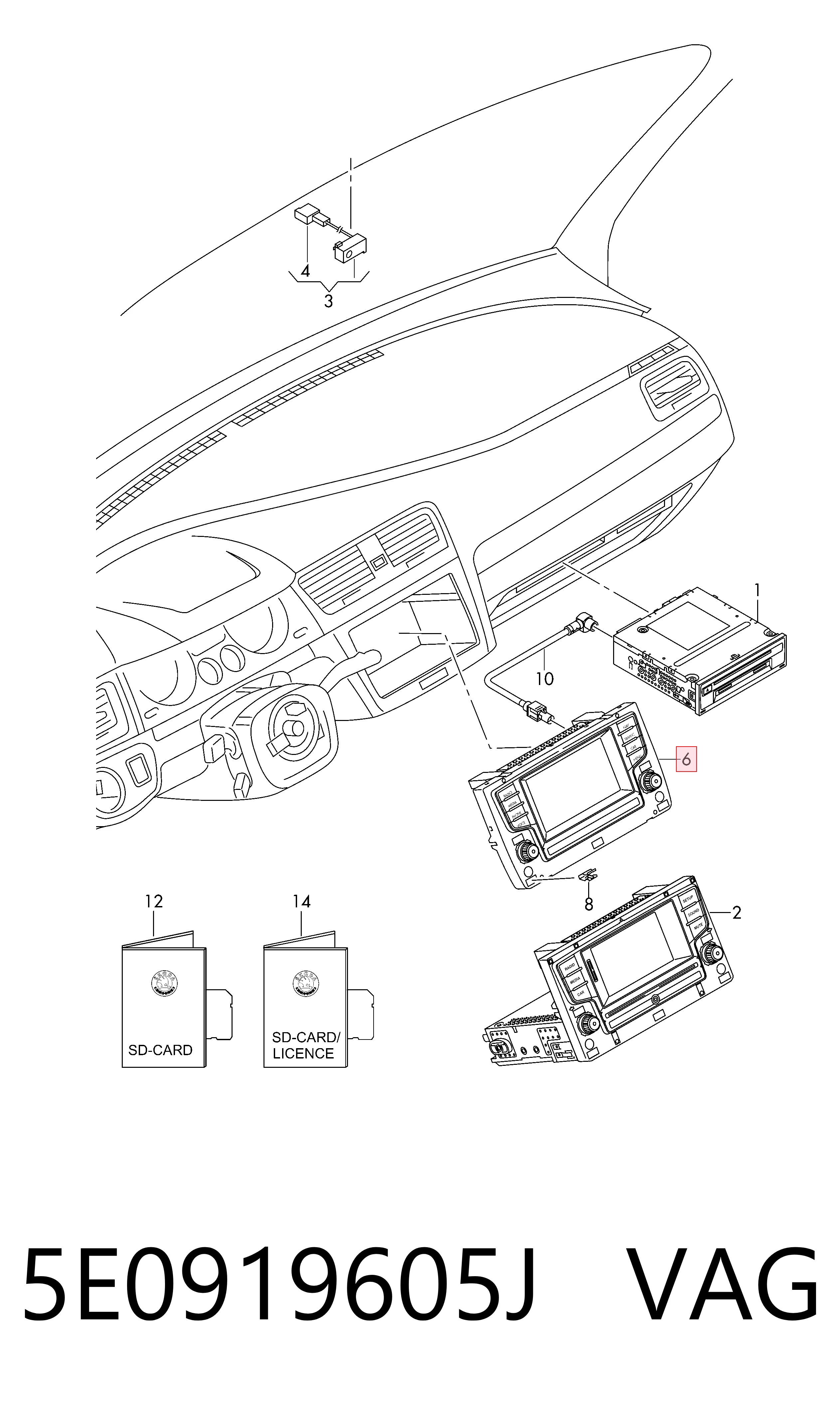 Pantalla multifuncion para Skoda Octavia III A7 5E3, NL3, NR3