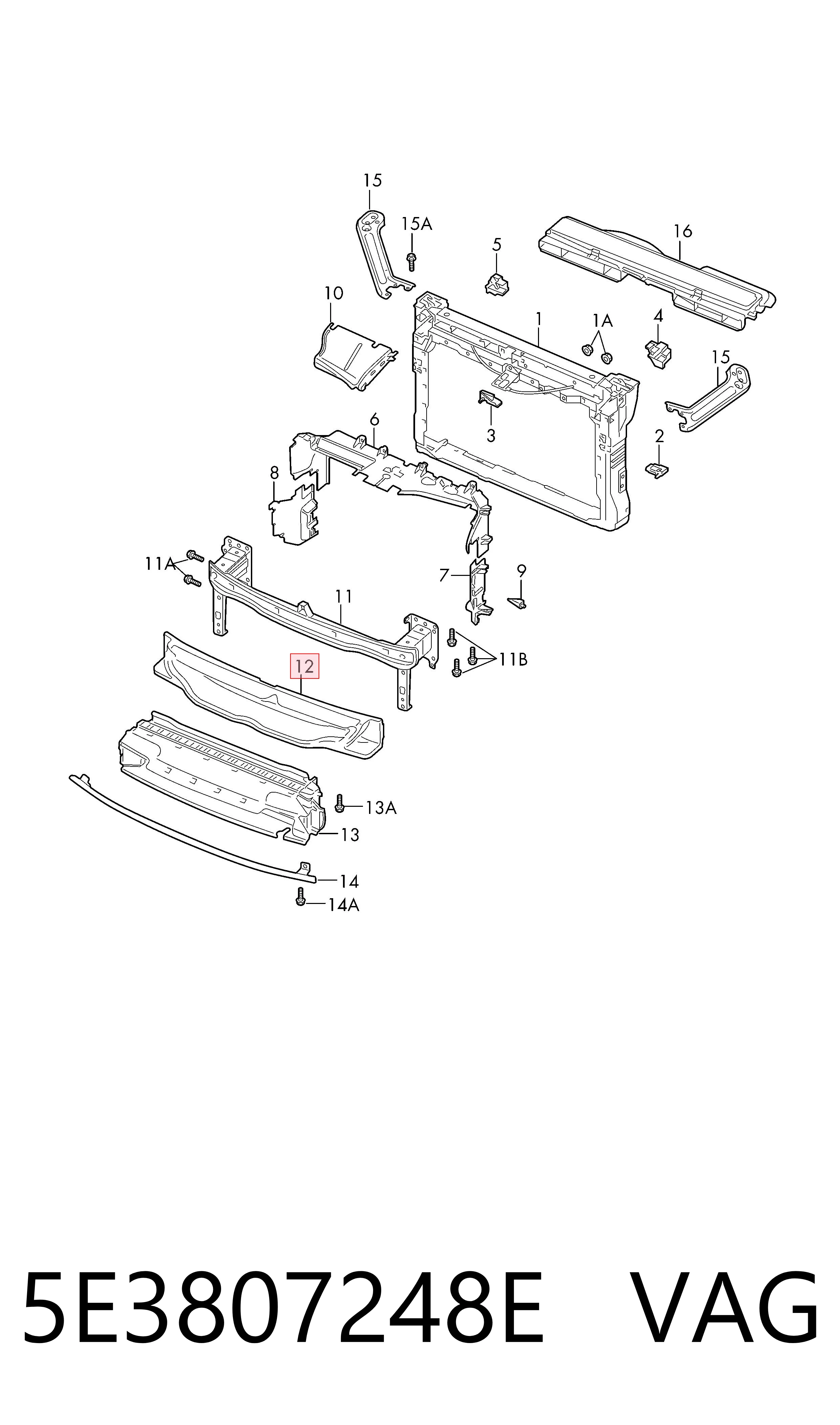 5E3807248E VAG Absorbedor del parachoques delantero