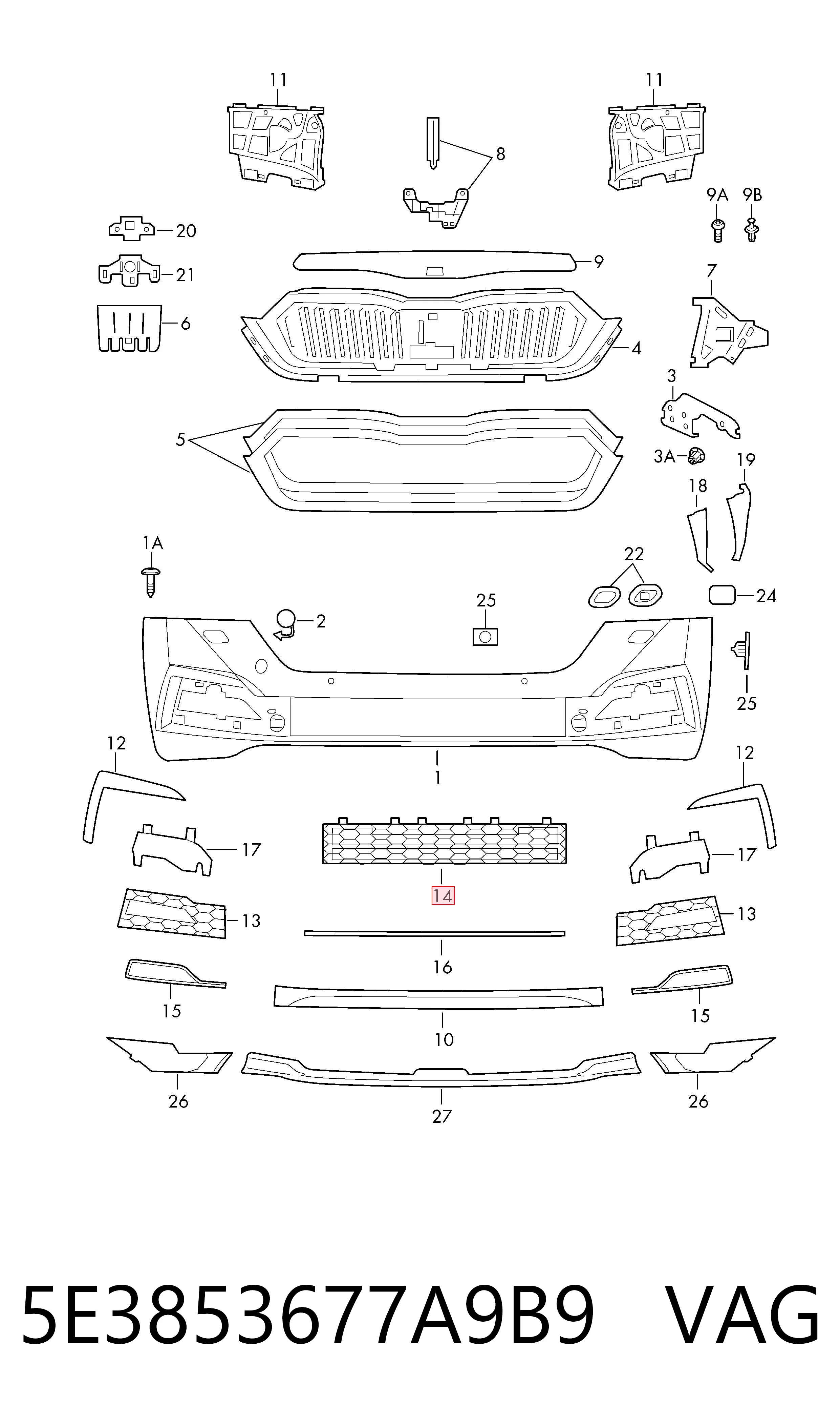 5E3853677A9B9 VAG Calandra