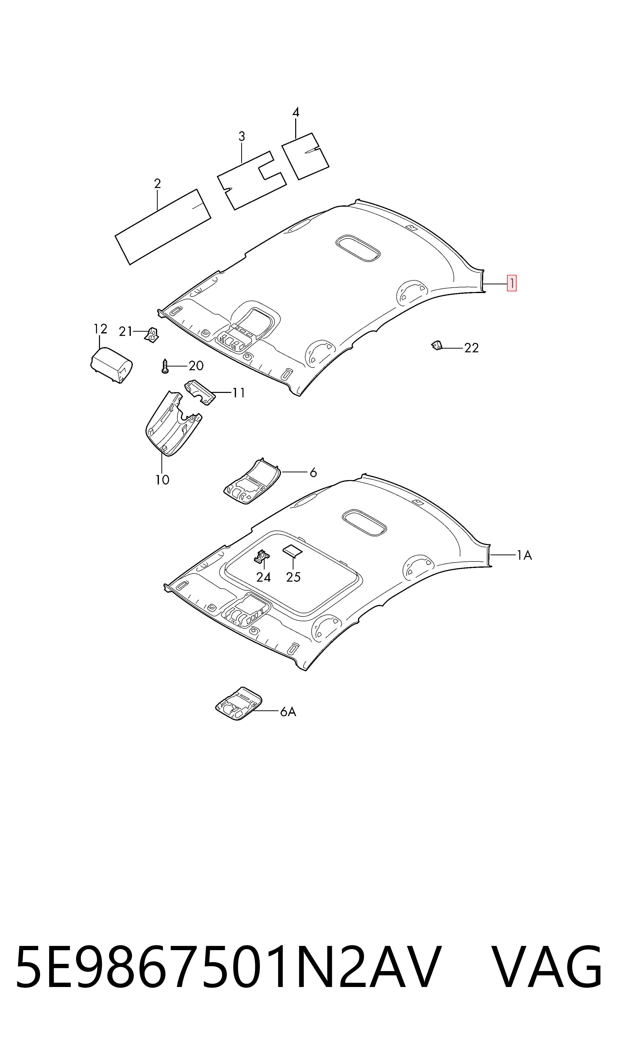Comprar Guarnecido de techo Skoda Octavia III 5E5, 5E6 a bajo precio