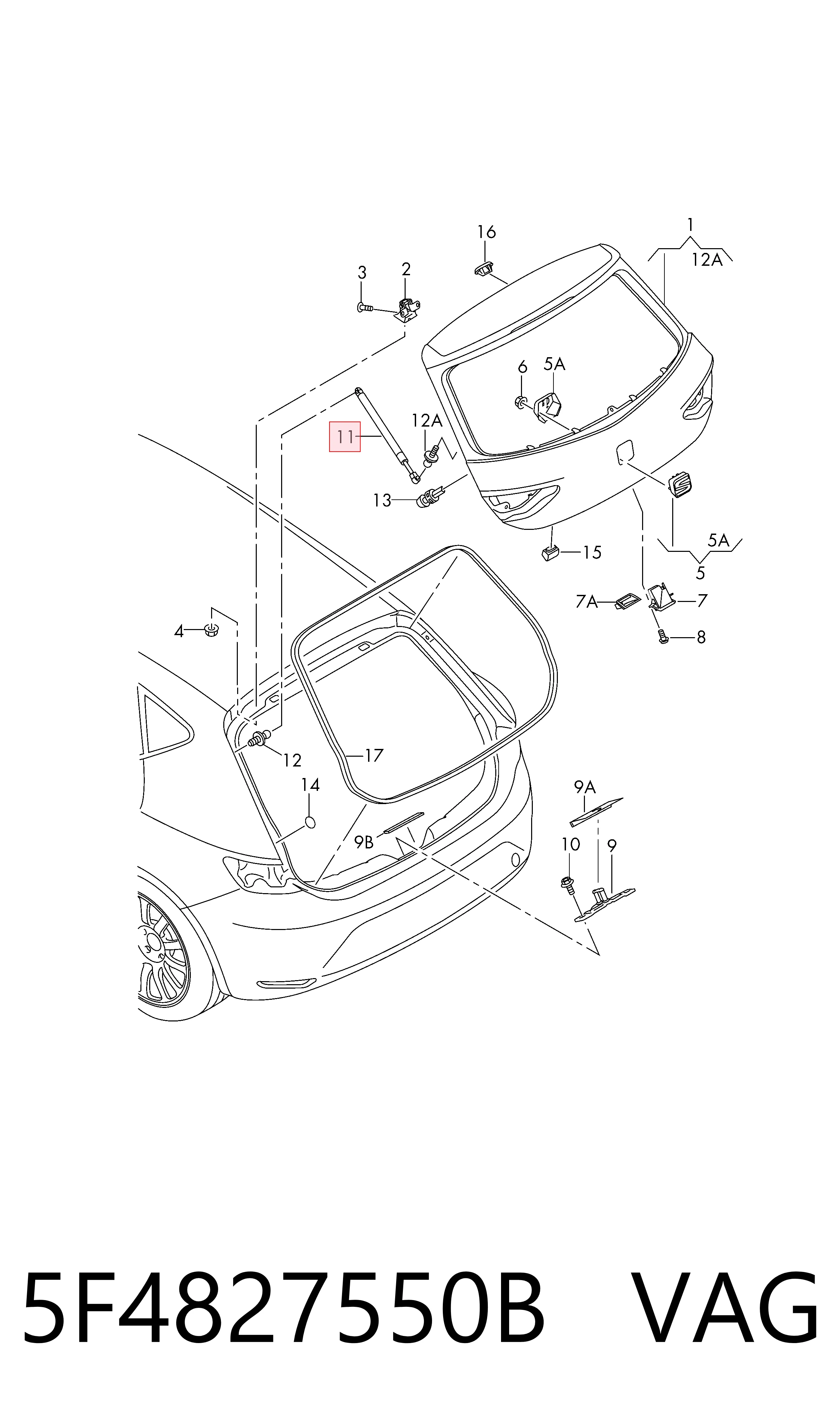 Comprar Amortiguador de la tapa del maletero Seat Leon  5F1 a bajo precio