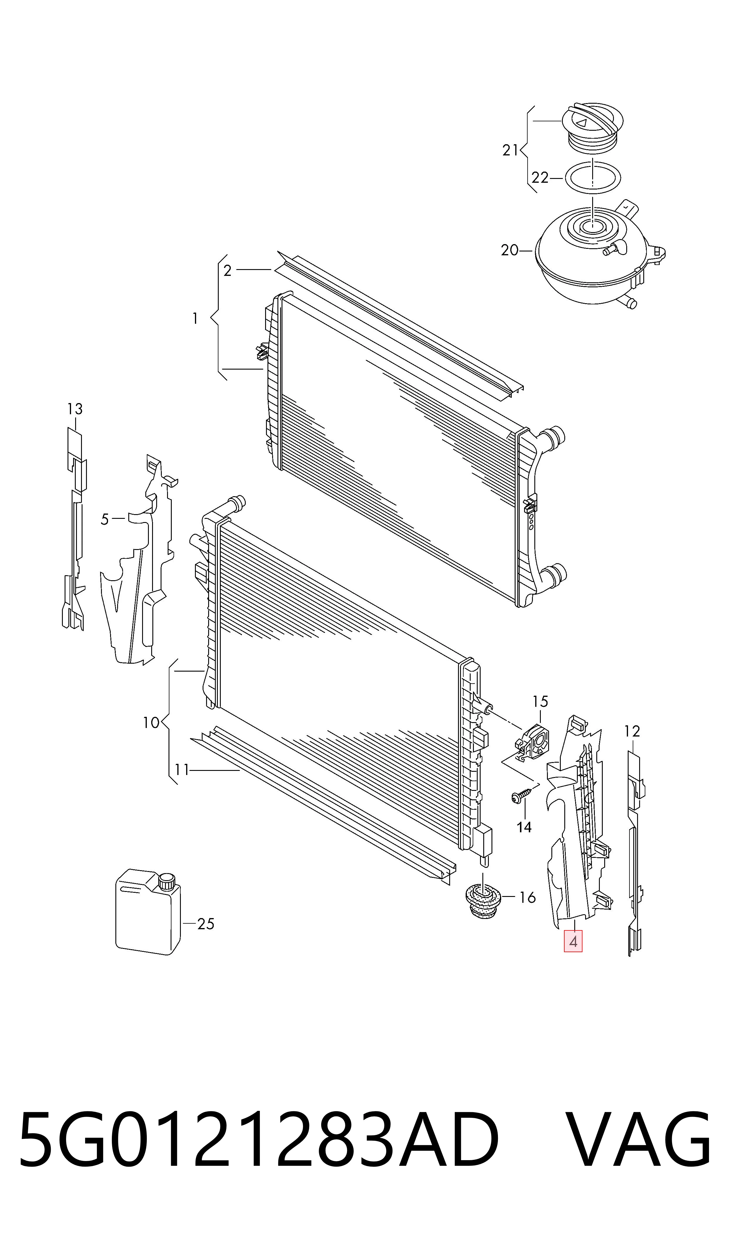 Deflector de aire del radiador izquierdo 5G0121283AD VAG