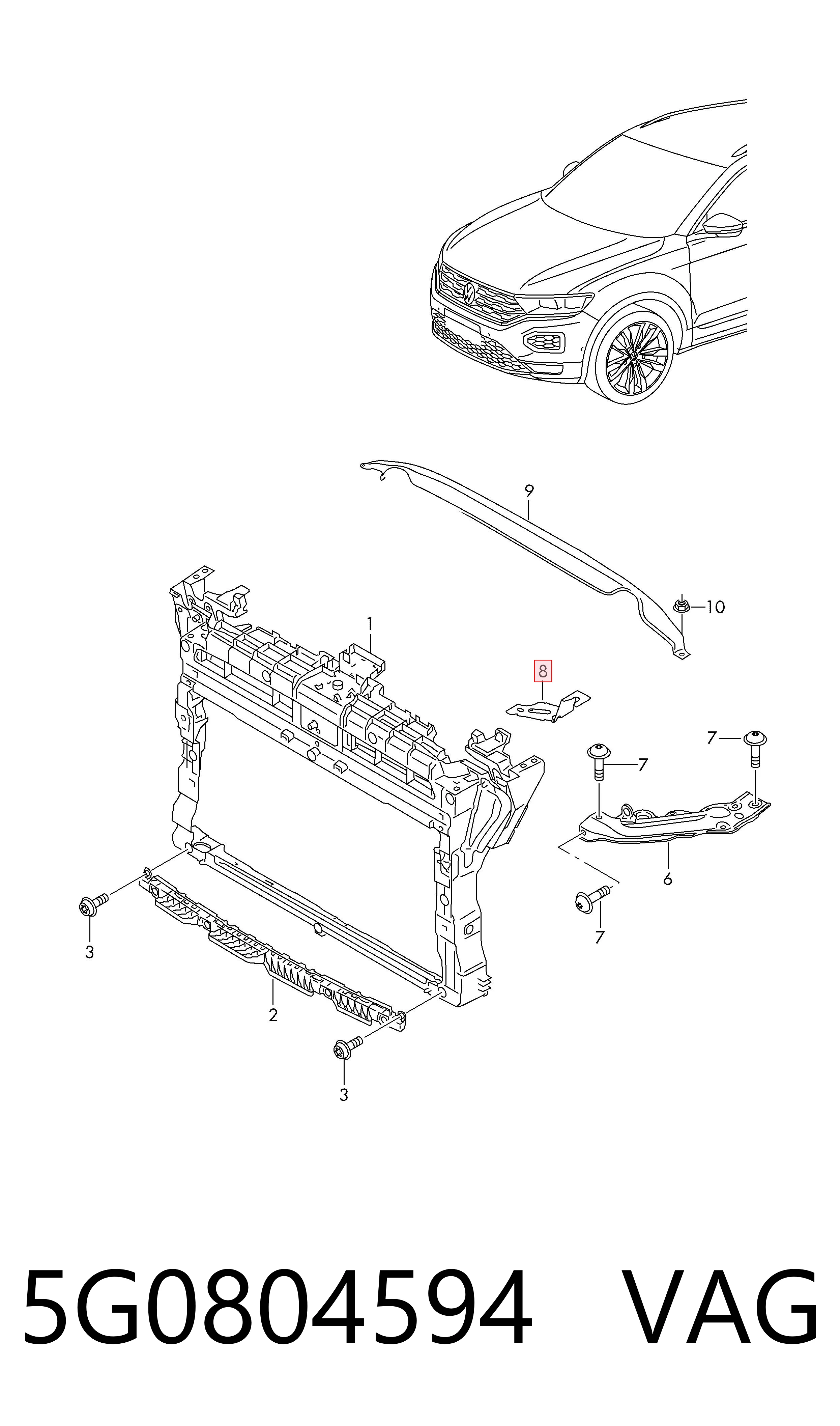 5G0804594 VAG Soporte de fijación del faro delantero derecho