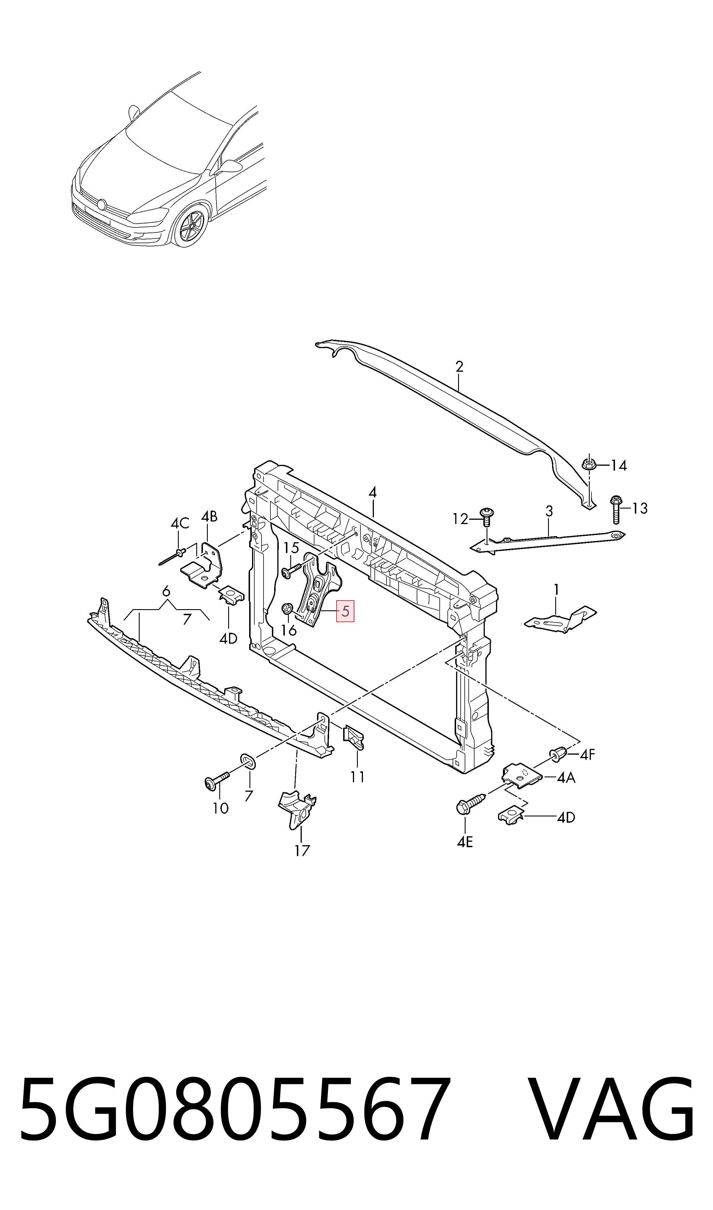 Soporte del cierre del capó VAG 5G0805567 precio, desde 16,10 EUR