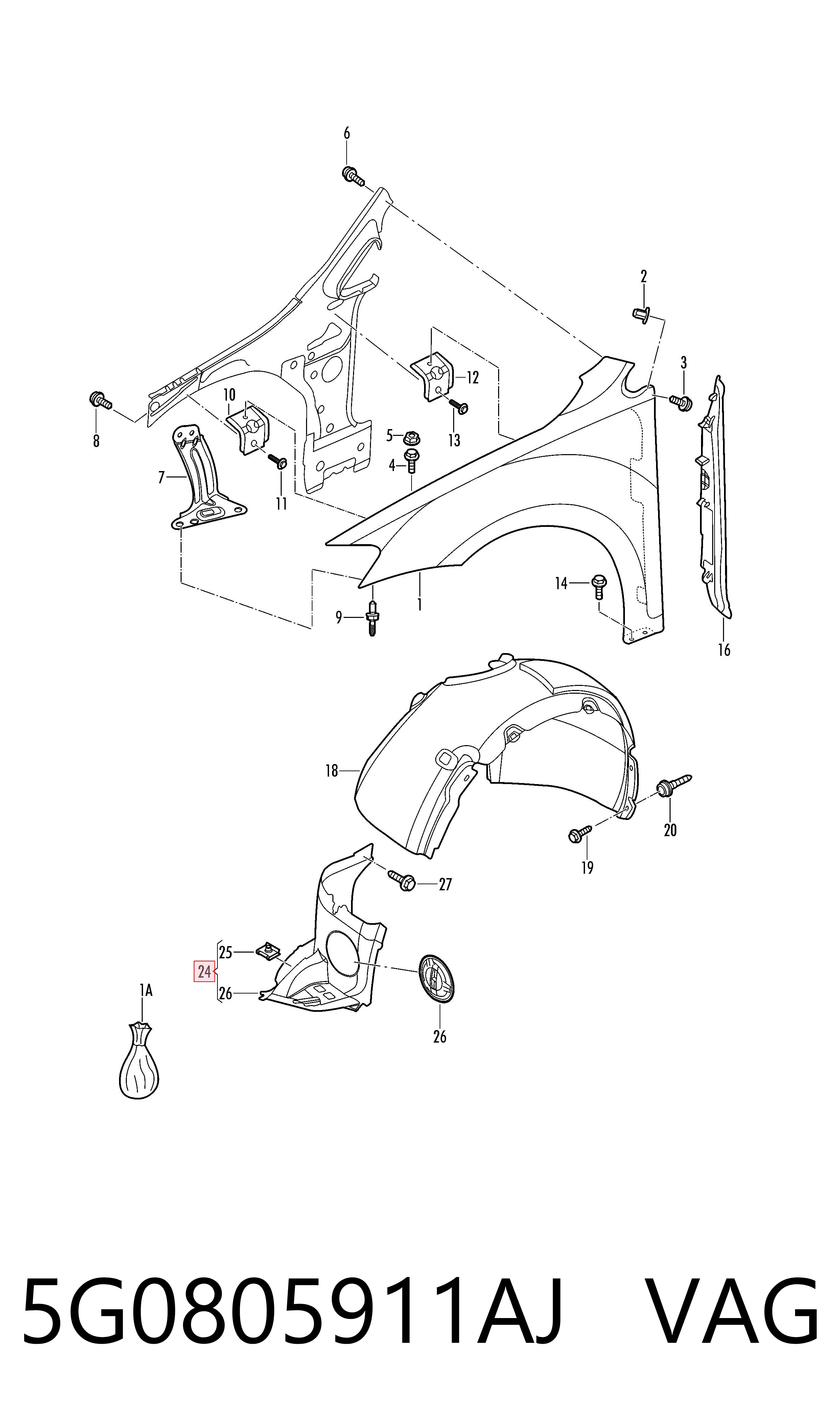 5G0805911AJ VAG Guardalodos interior delantero derecho