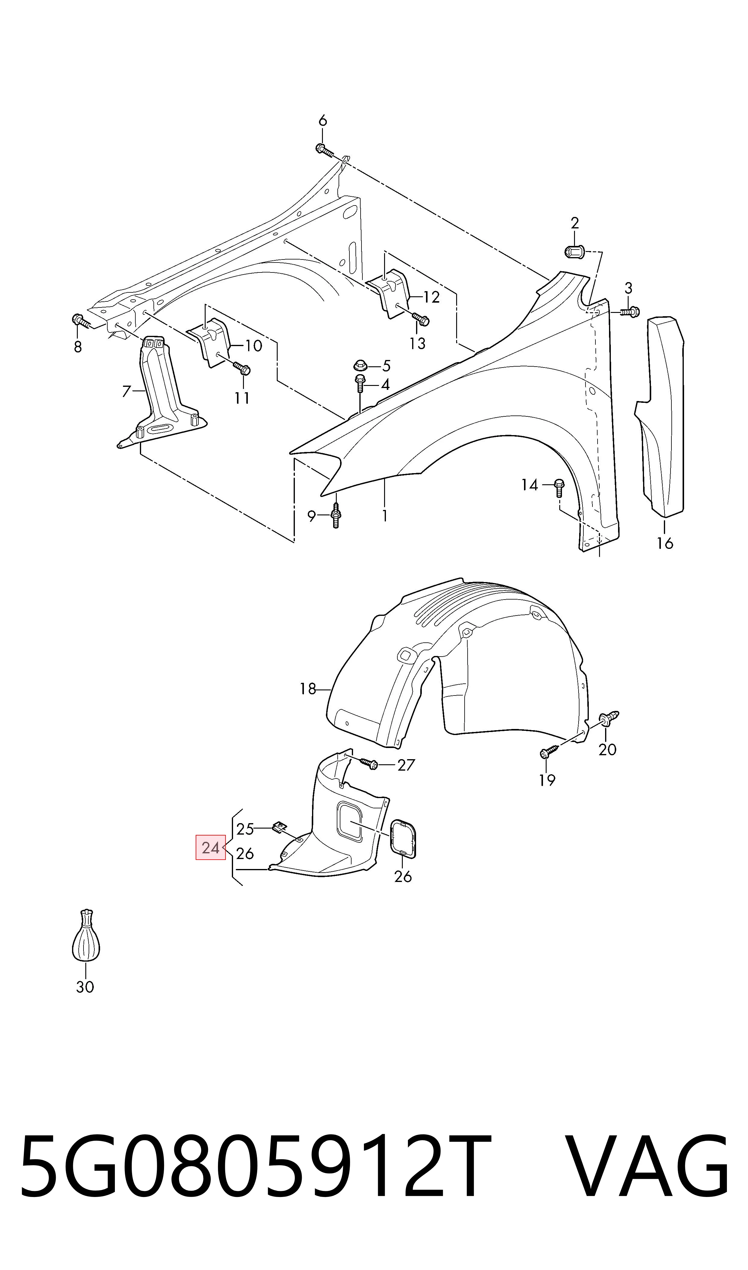 5G0805912T VAG Guardalodos interior delantero derecho
