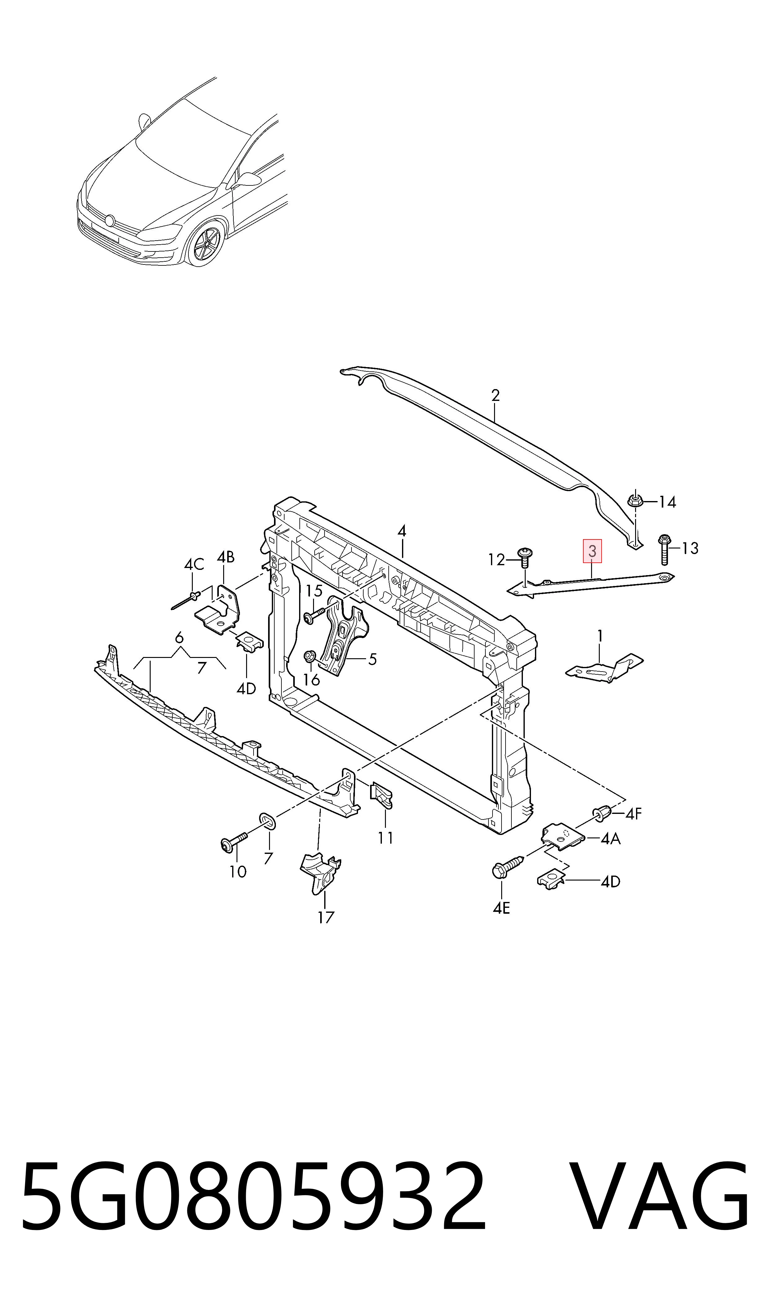 Comprar 5G0805932 VAG Soporte de panel frontal derecho