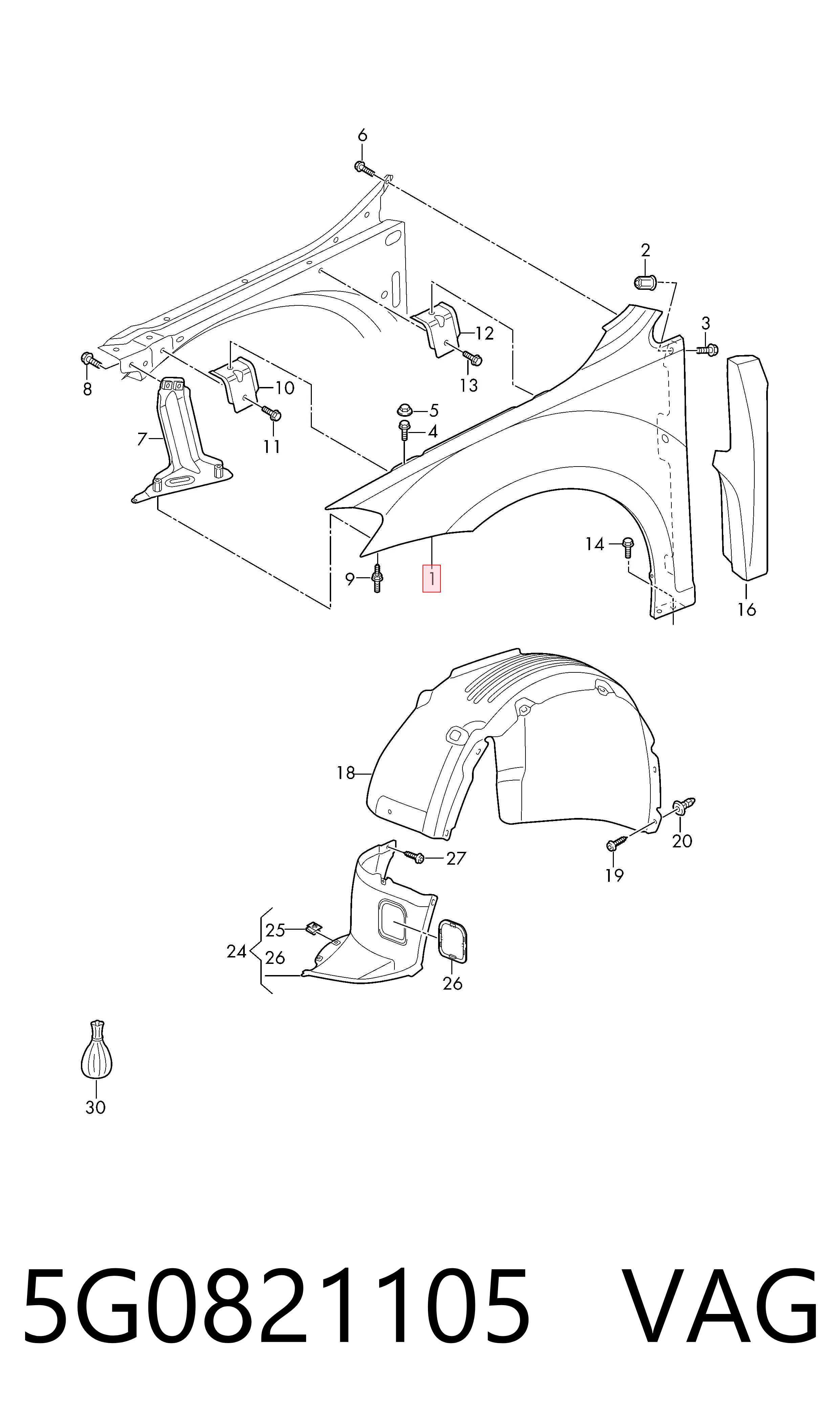 Aleta delantera izquierda para Volkswagen Golf ALLTRACK VII BA5, BV5