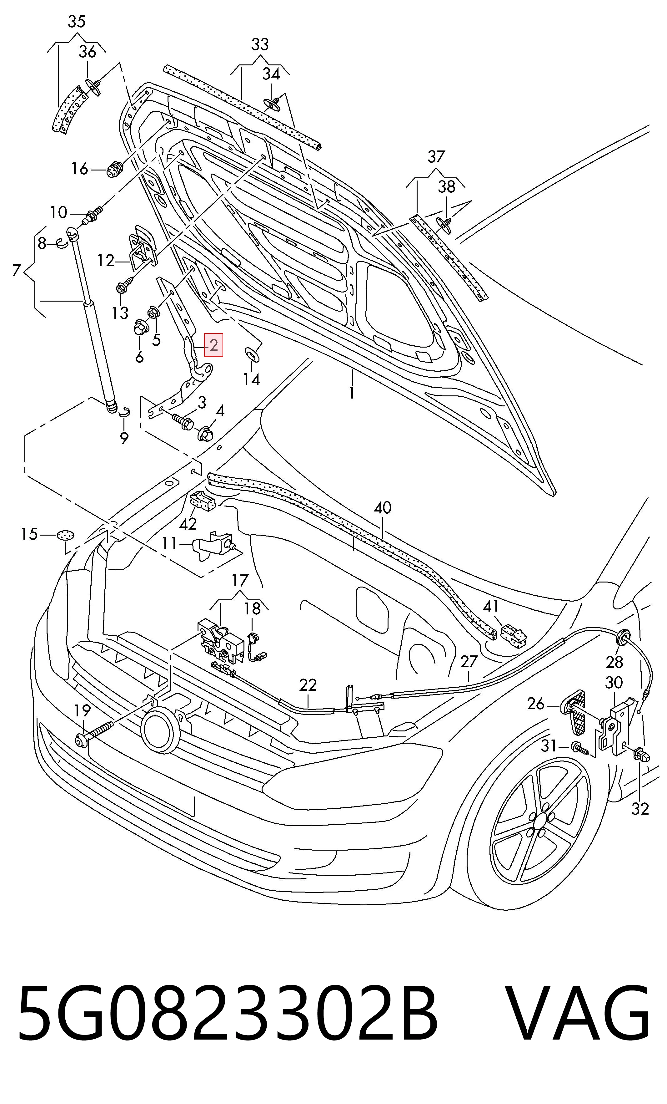 5G0823302B VAG Bisagra de capot derecha