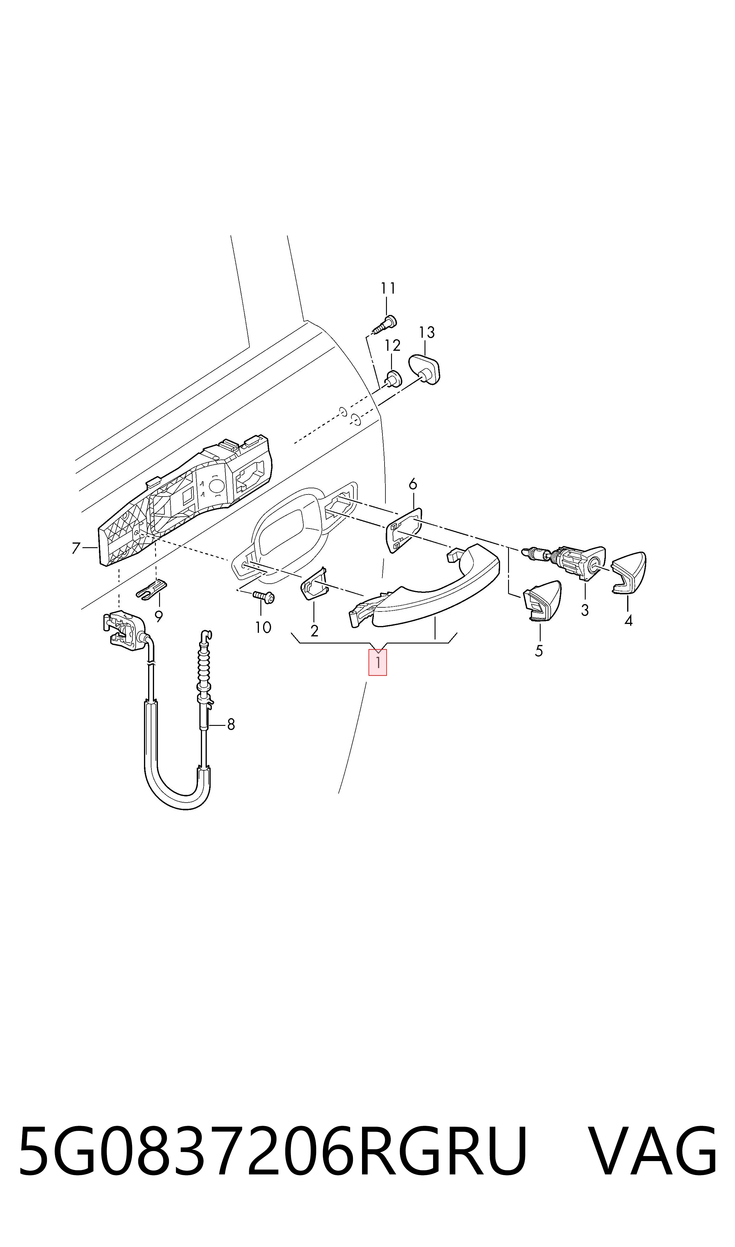 Manija exterior derecha de puerta delantera VAG 5G0837206RGRU precio, desde 35,48 EUR