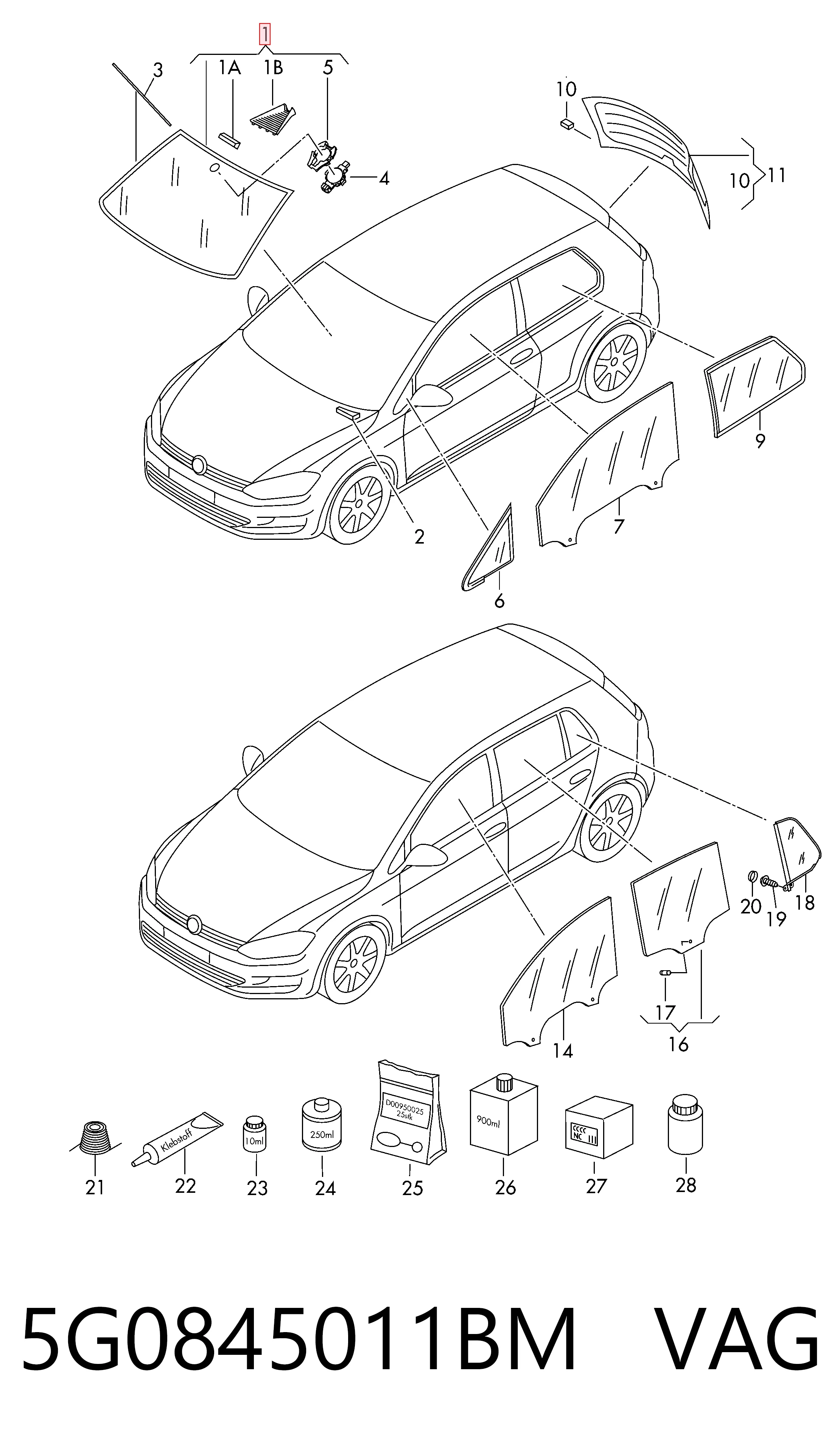5G0845011BM VAG Parabrisas delantero 